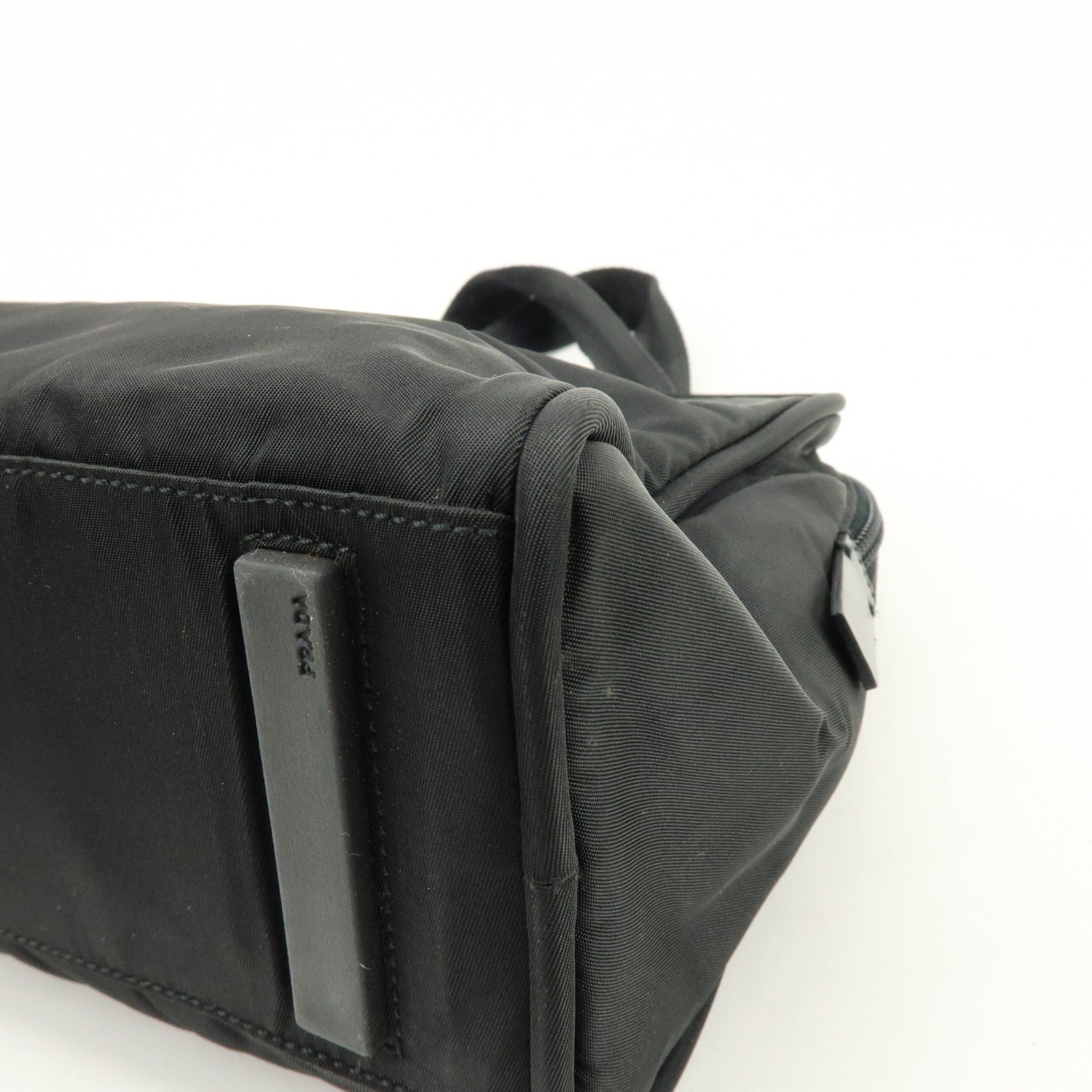 Prada Triangle Logo Hand Bag - Black, Nylon and Leather