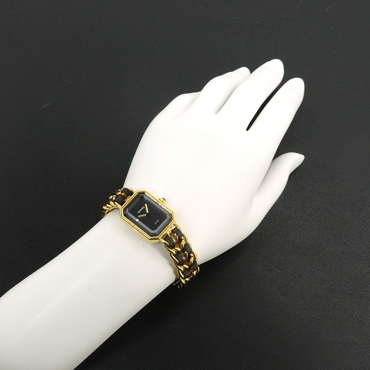 CHANEL Premiere Size L H0001 Watch - Black, Stainless steel/YGP,Leather