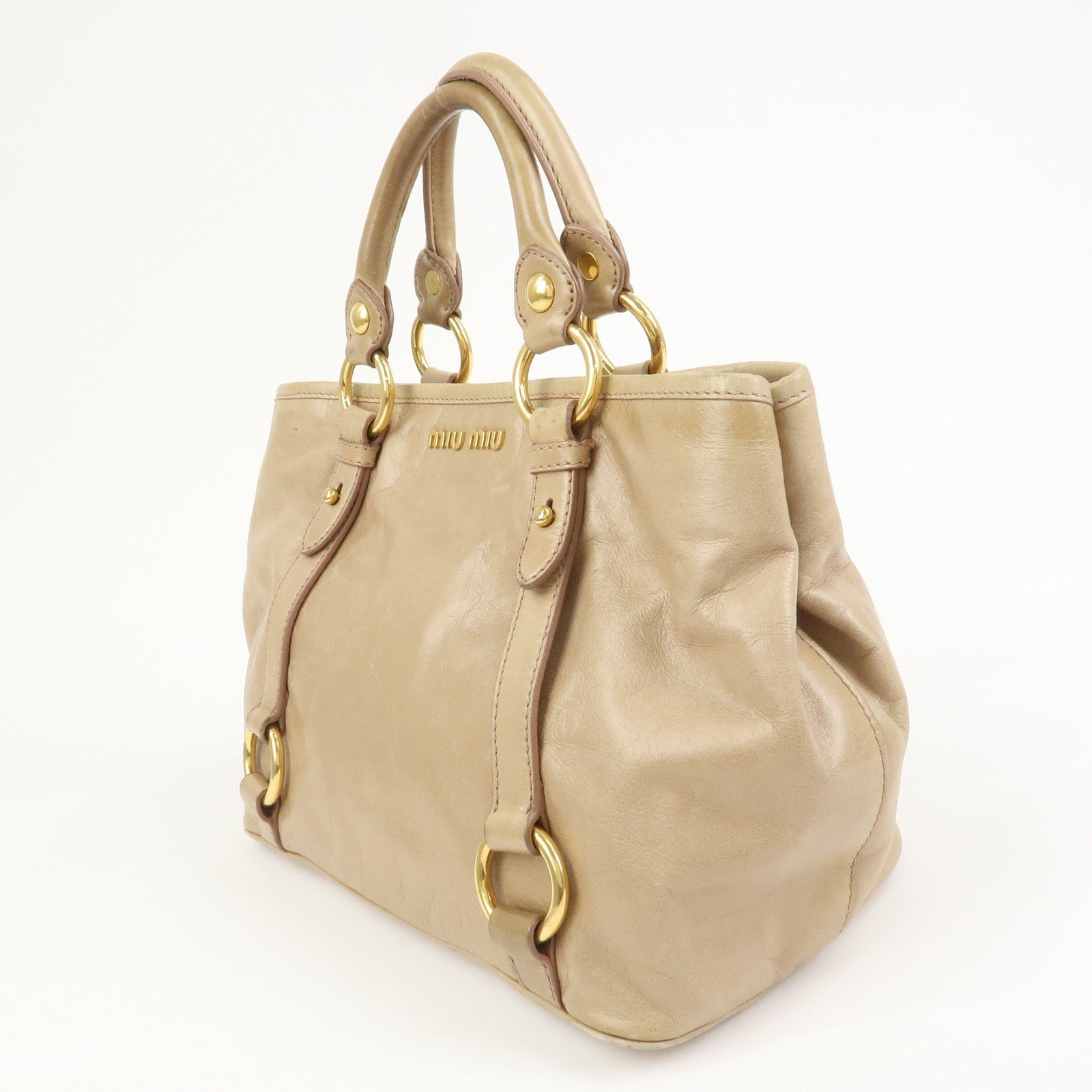 Miu Miu 2Way Hand Bag - Beige, Leather