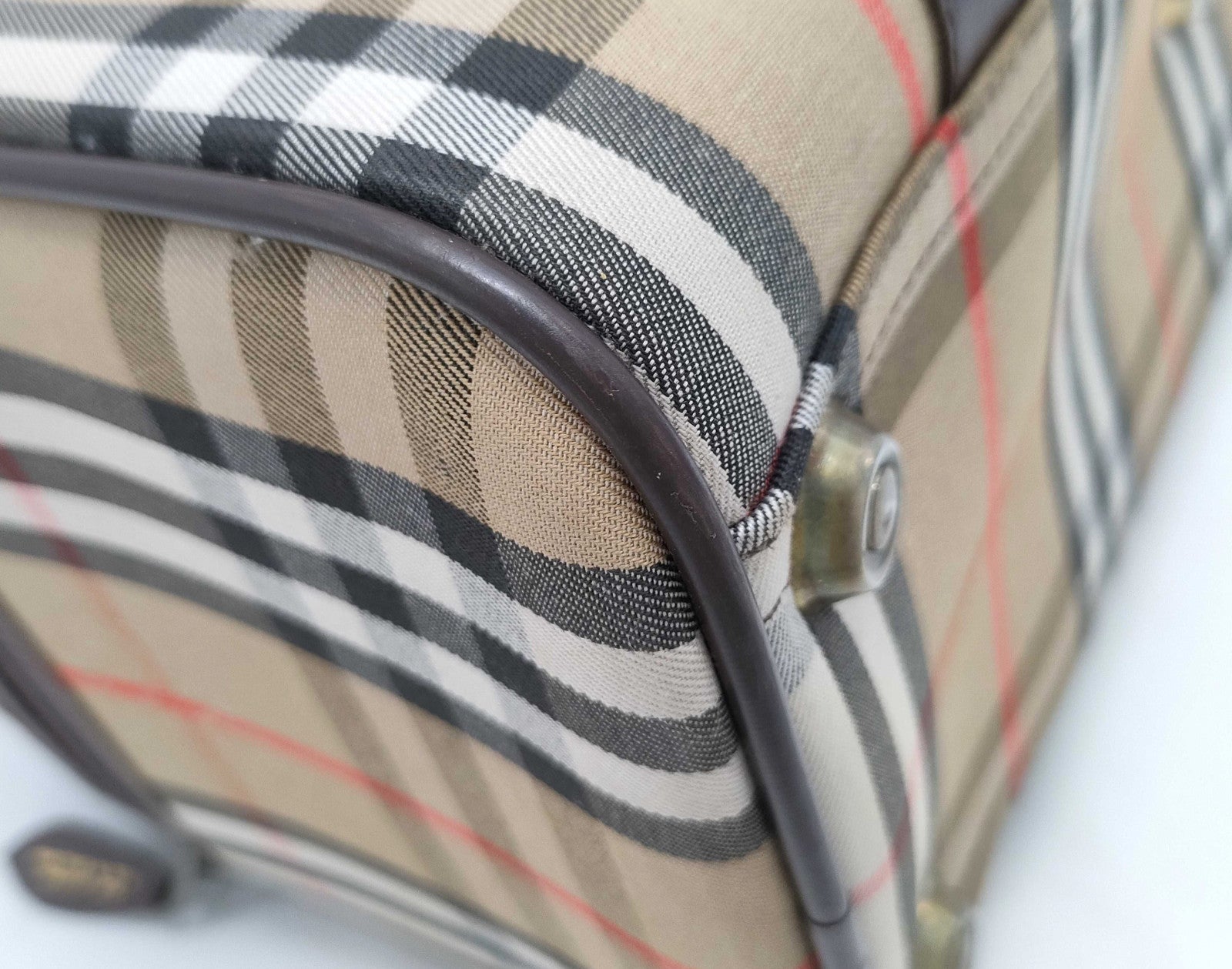 Burberry Nova Check Shadow Horse Boston Bag - Brown, Canvas