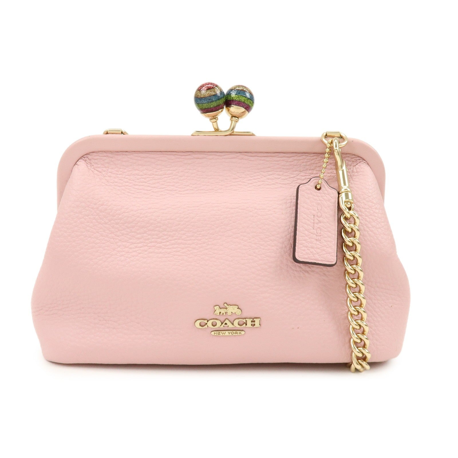 Coach Kiss Lock Chain Shoulder Bag - Pink, Leather