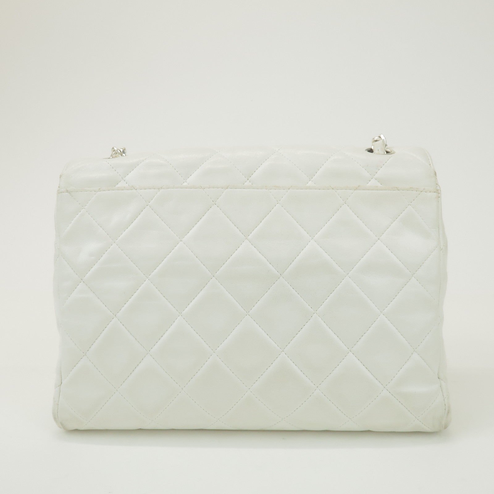 Chanel Matelasse Chain Shoulder Bag - White, Lamb Skin
