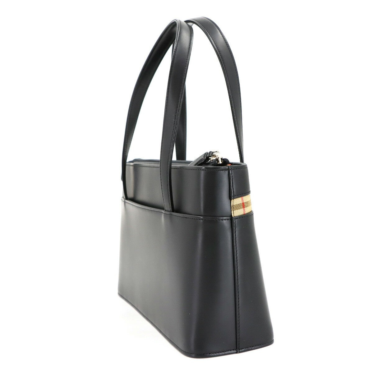 Burberry Hand Bag - Black, Leather and Canvas