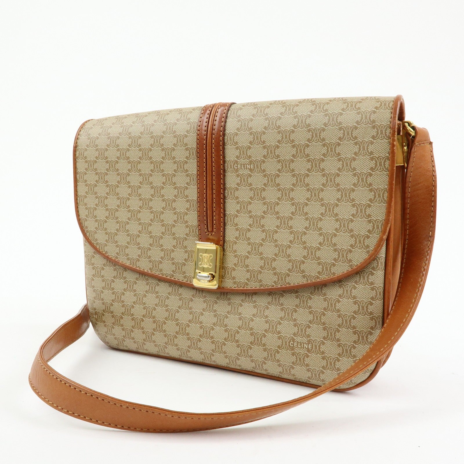 Celine Macadam Shoulder Bag - Beige, PVC Leather