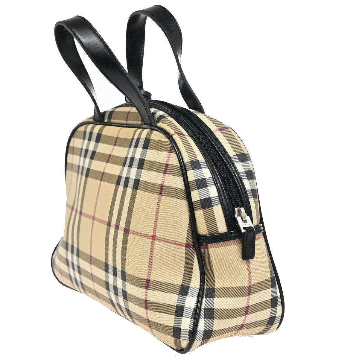 Burberry Nova Check Hand Bag - Beige Black, Leather PVC