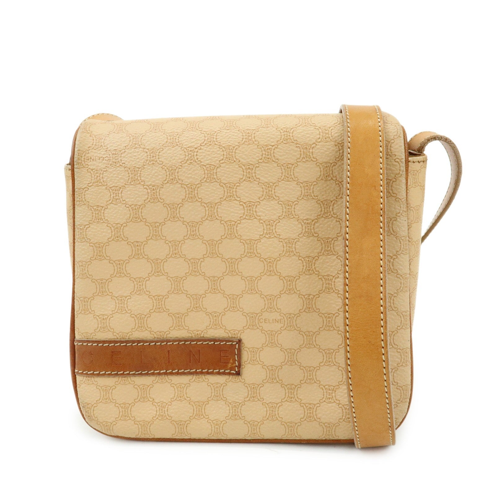 Celine Macadam Shoulder Bag - Beige, PVC Leather