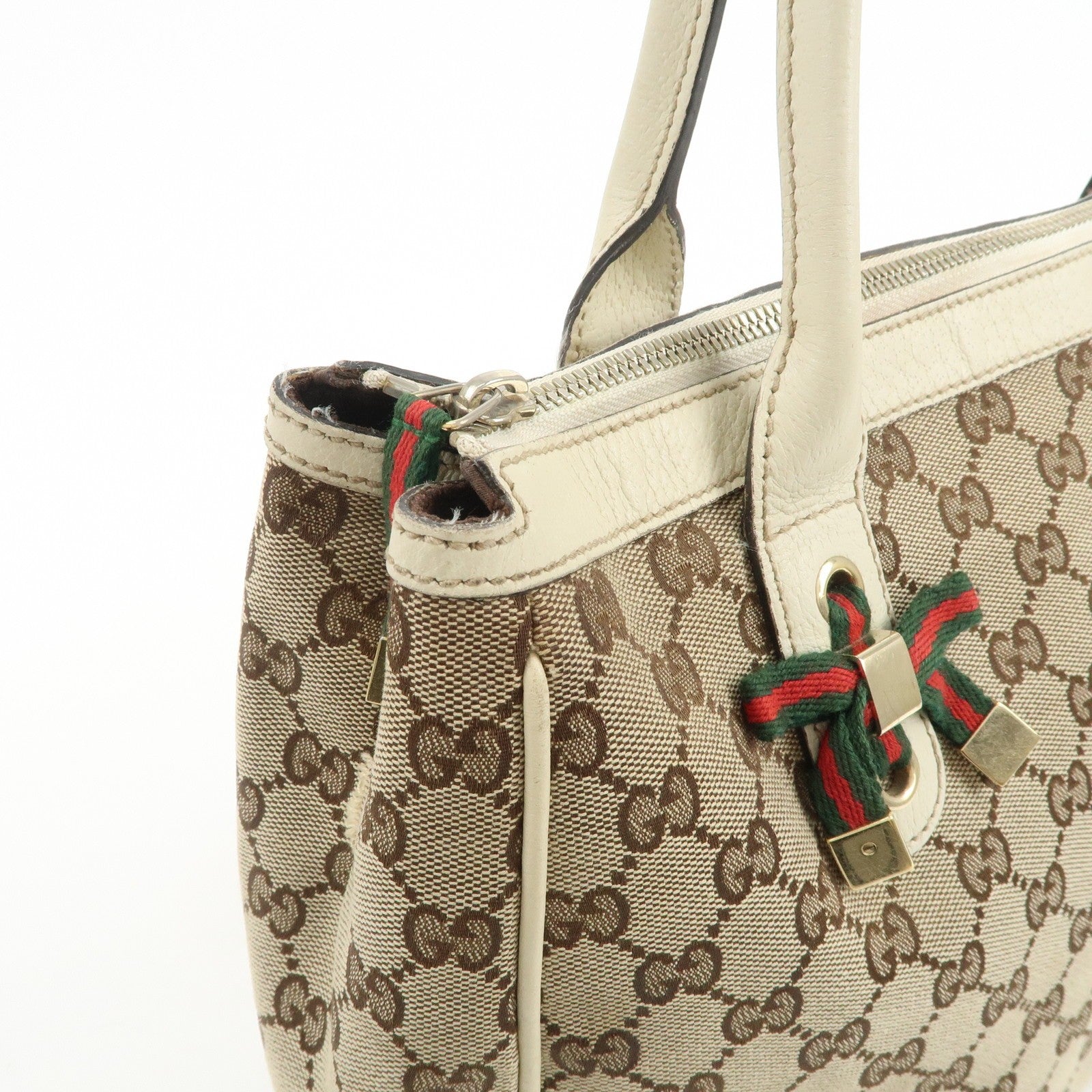 Gucci Princy Sherry Tote Bag - Brown Ivory, GG Canvas Leather