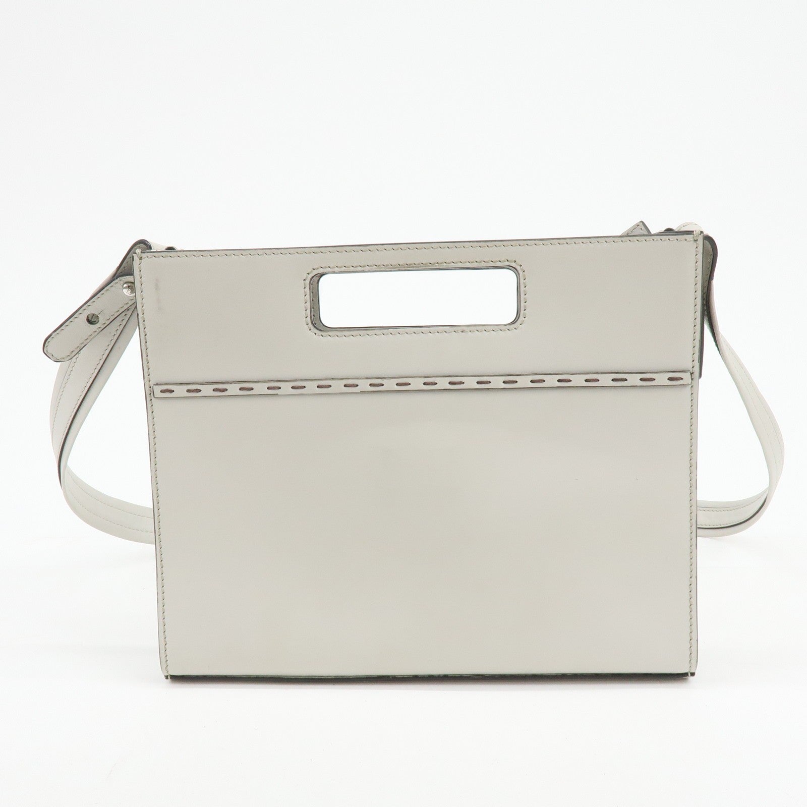 Fendi Logo Shoulder Bag - Light Grey, Leather