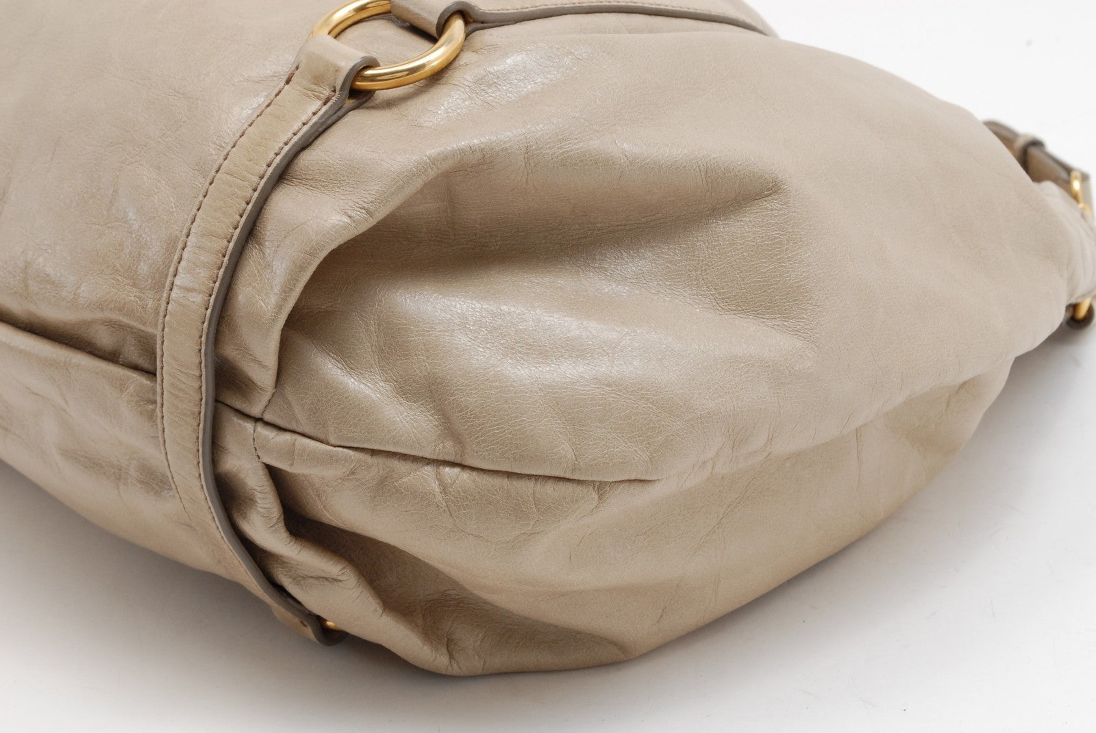 Miu Miu Vitello Lux 2Way Shoulder Tote Bag - Beige, Leather