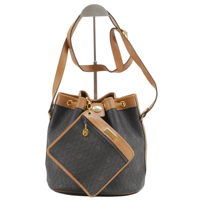 Dior Honeycomb Drawstring Shoulder Bag - Black Brown, Canvas Leather