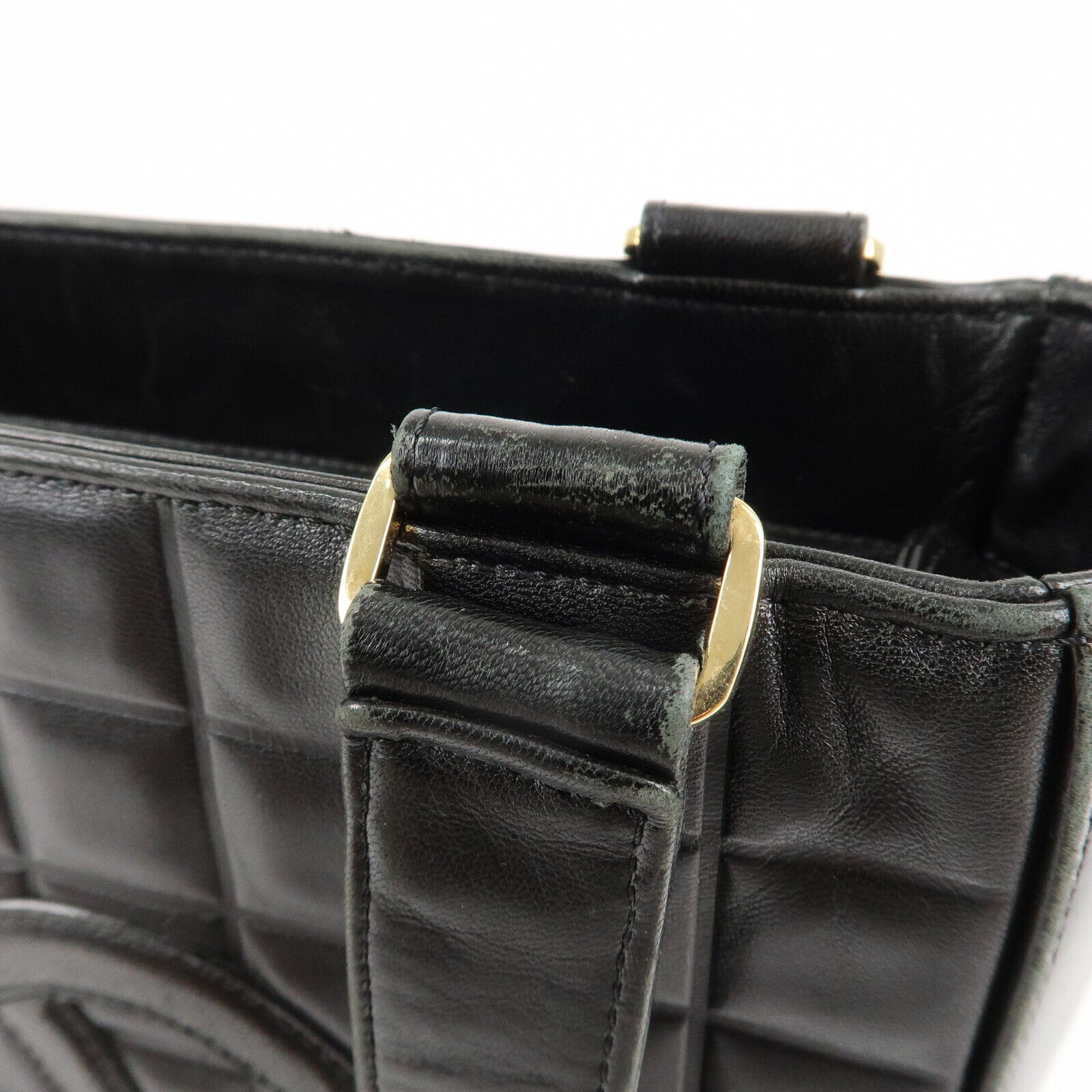 Chanel Mark Chocolate Bar Lamb Skin Black Shoulder Bag