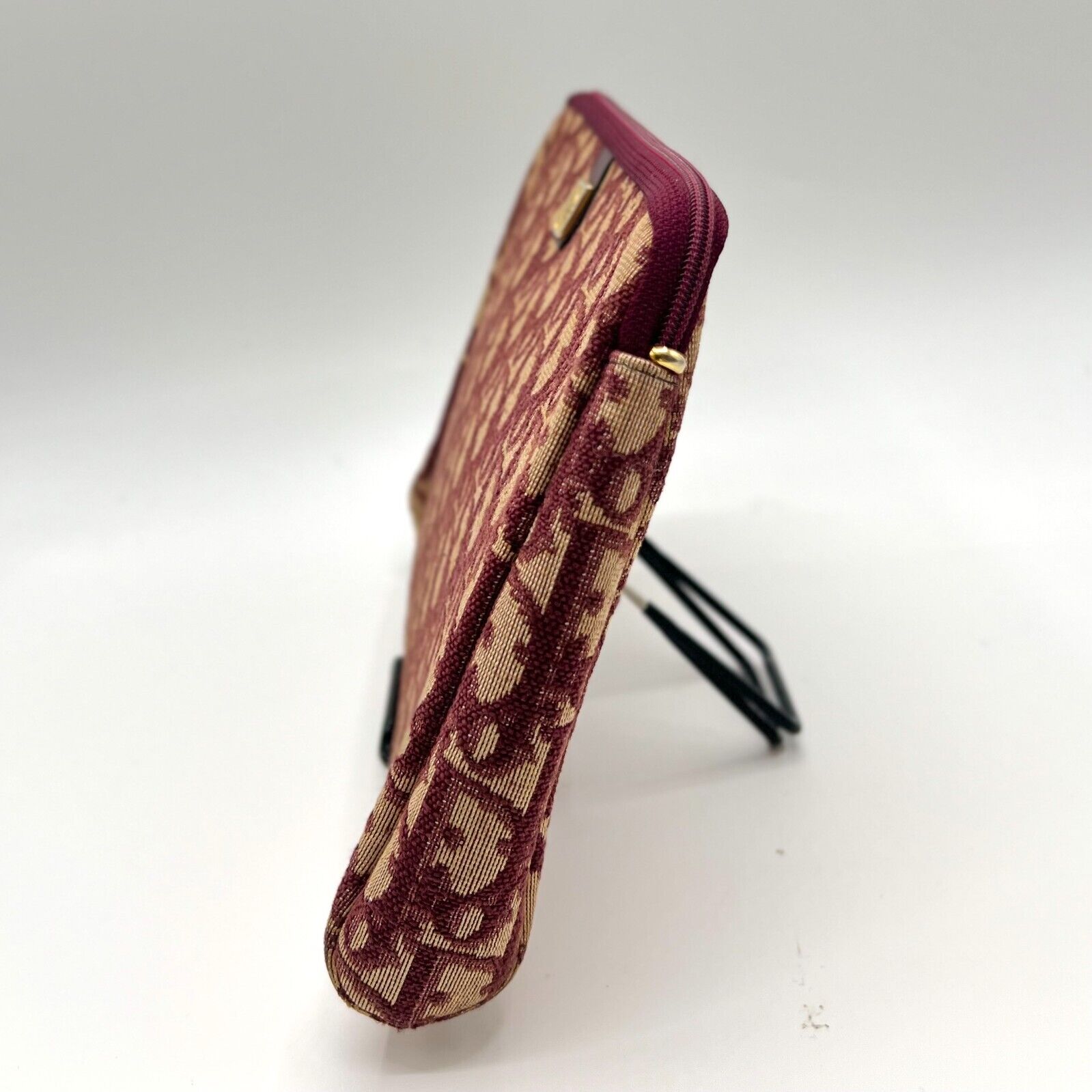 Christian Dior Trotter Clutch Bag Pouch Canvas Bordeaux