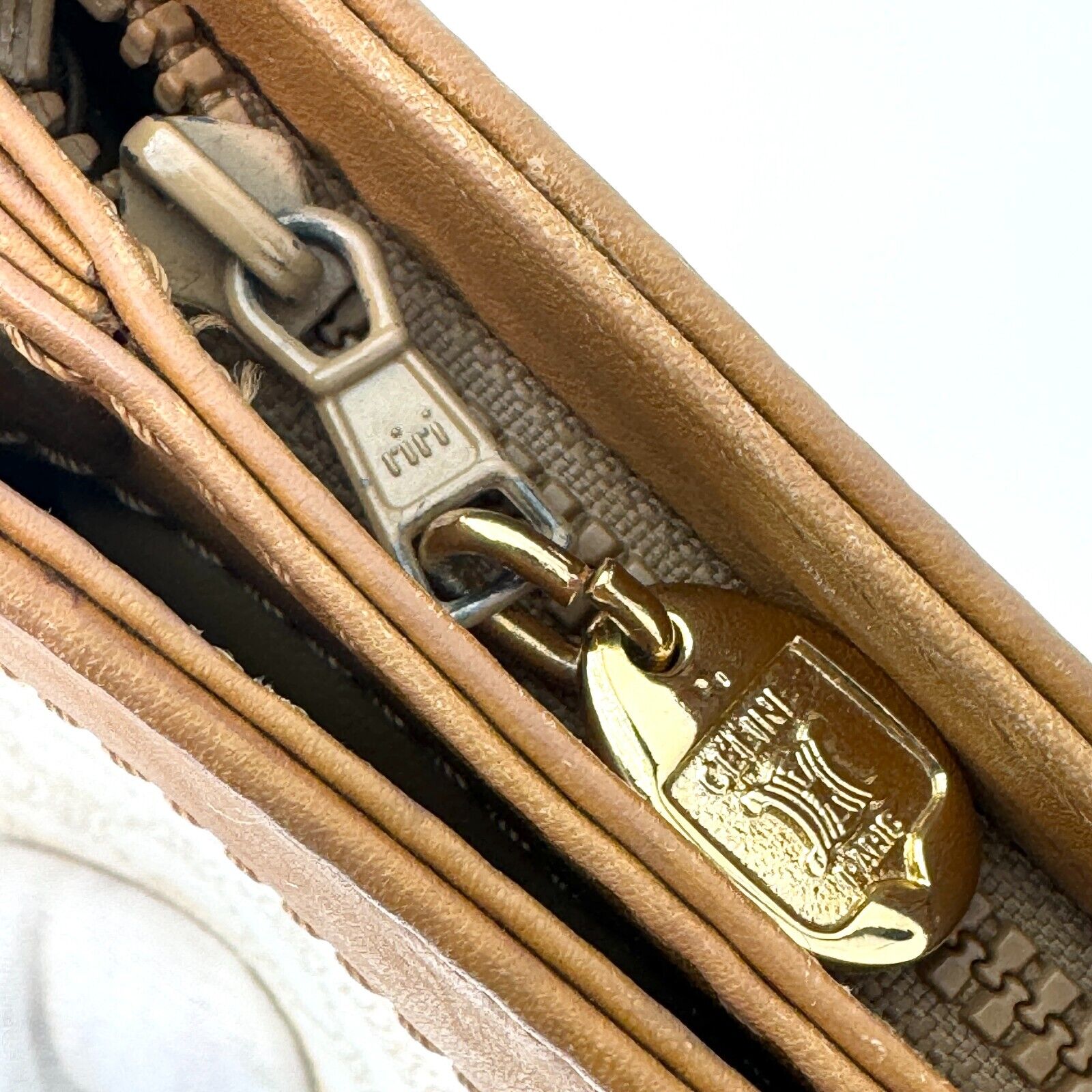 Celine Vintage Clutch Macadam PVC Ivory Leather