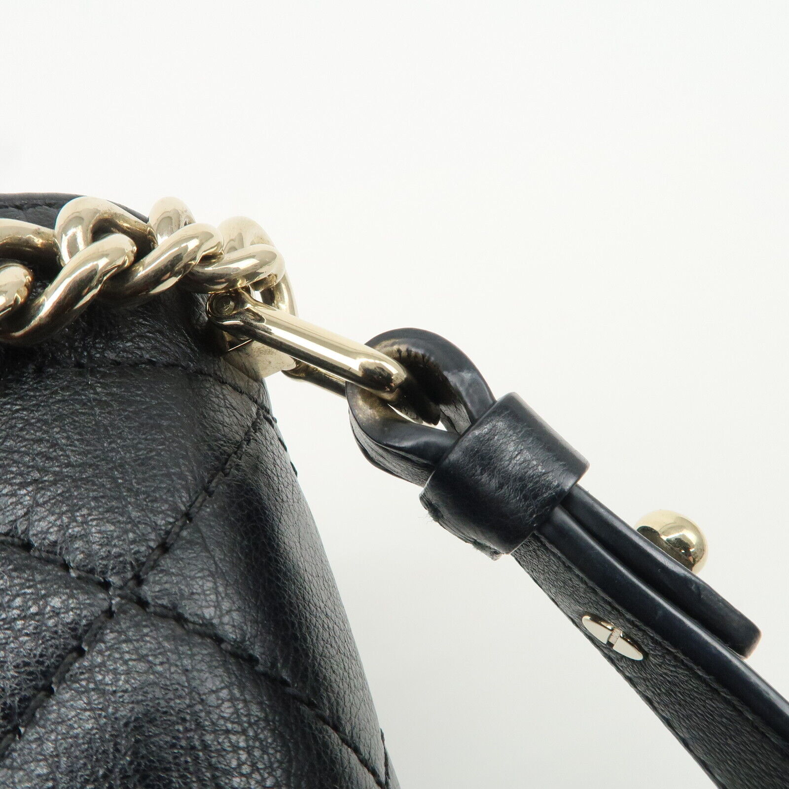 Chanel Logo Leather 2WAY Shoulder Bag Black & Gold Hardware