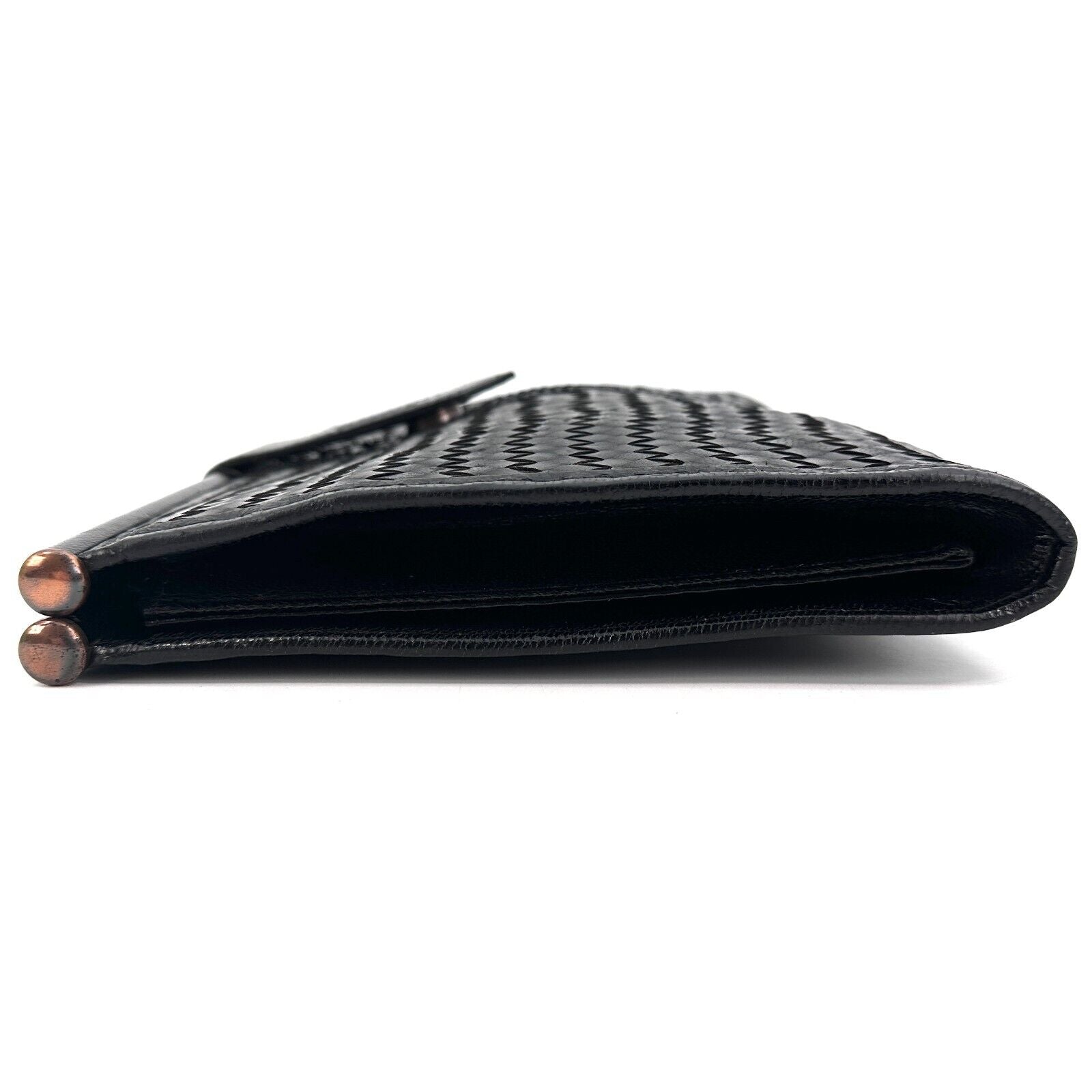 YVES SAINT LAURENT Vintage Clutch Hand Bag Leather Black