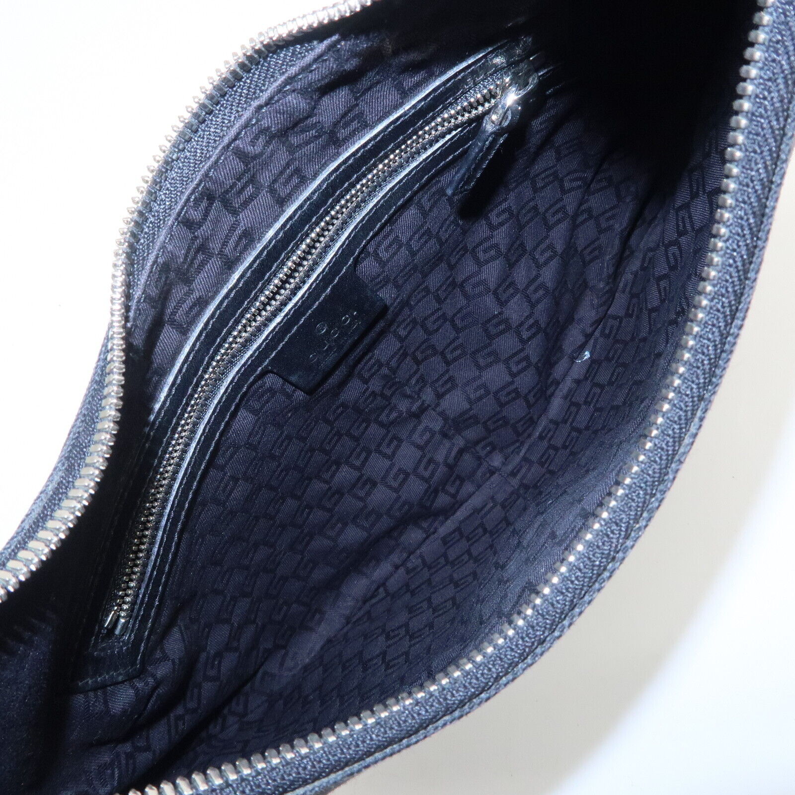Gucci Interlocking G Canvas Leather One Shoulder Black Bag