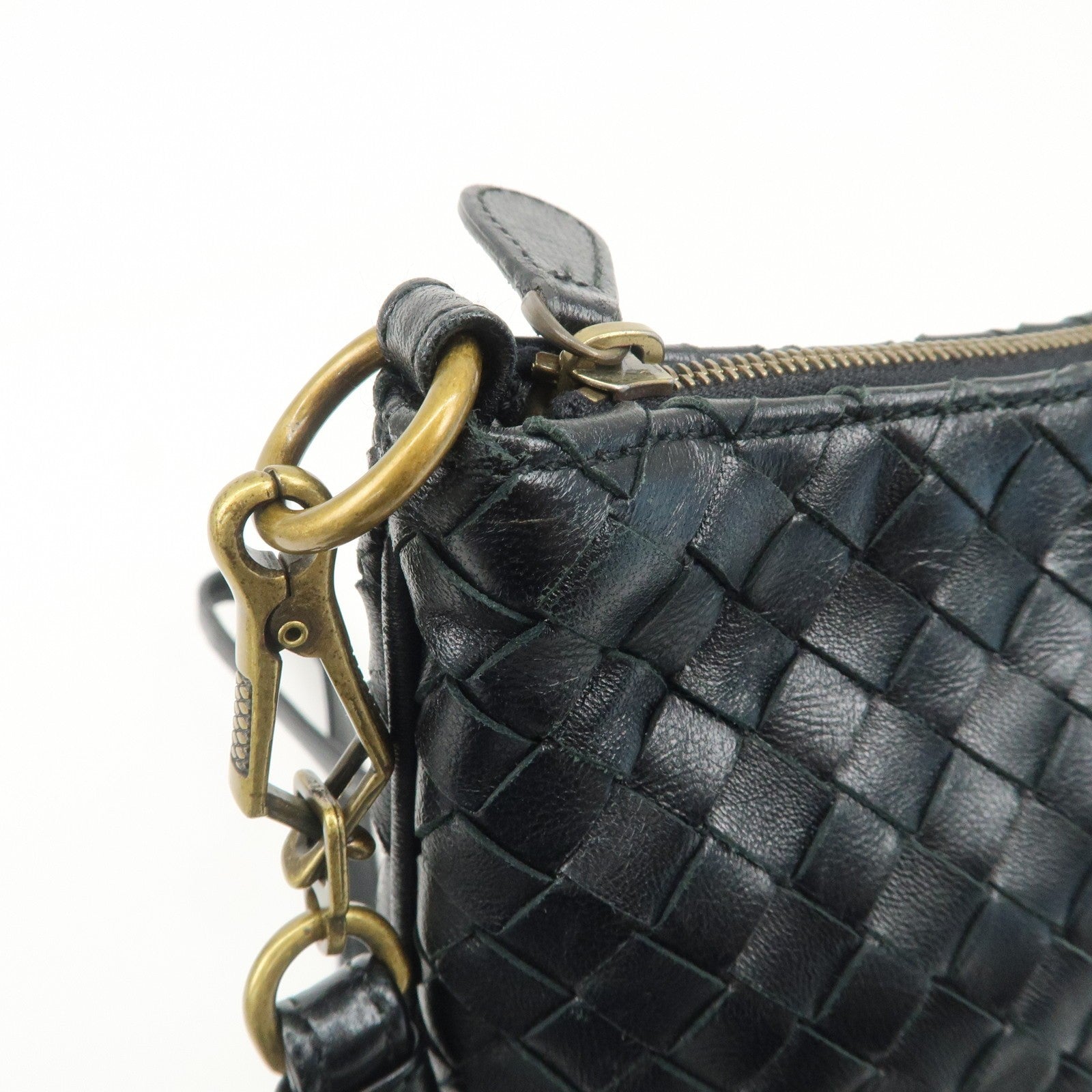 Bottega Veneta Intrecciato Leather Shoulder Bag - Black