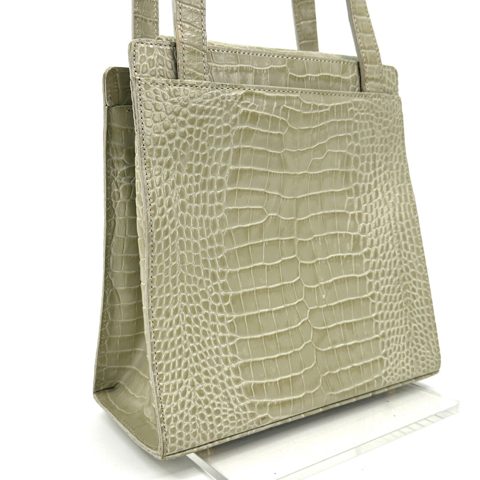 Yves Saint Laurent YSL Shoulder Mini Tote Bag White/Green Leather