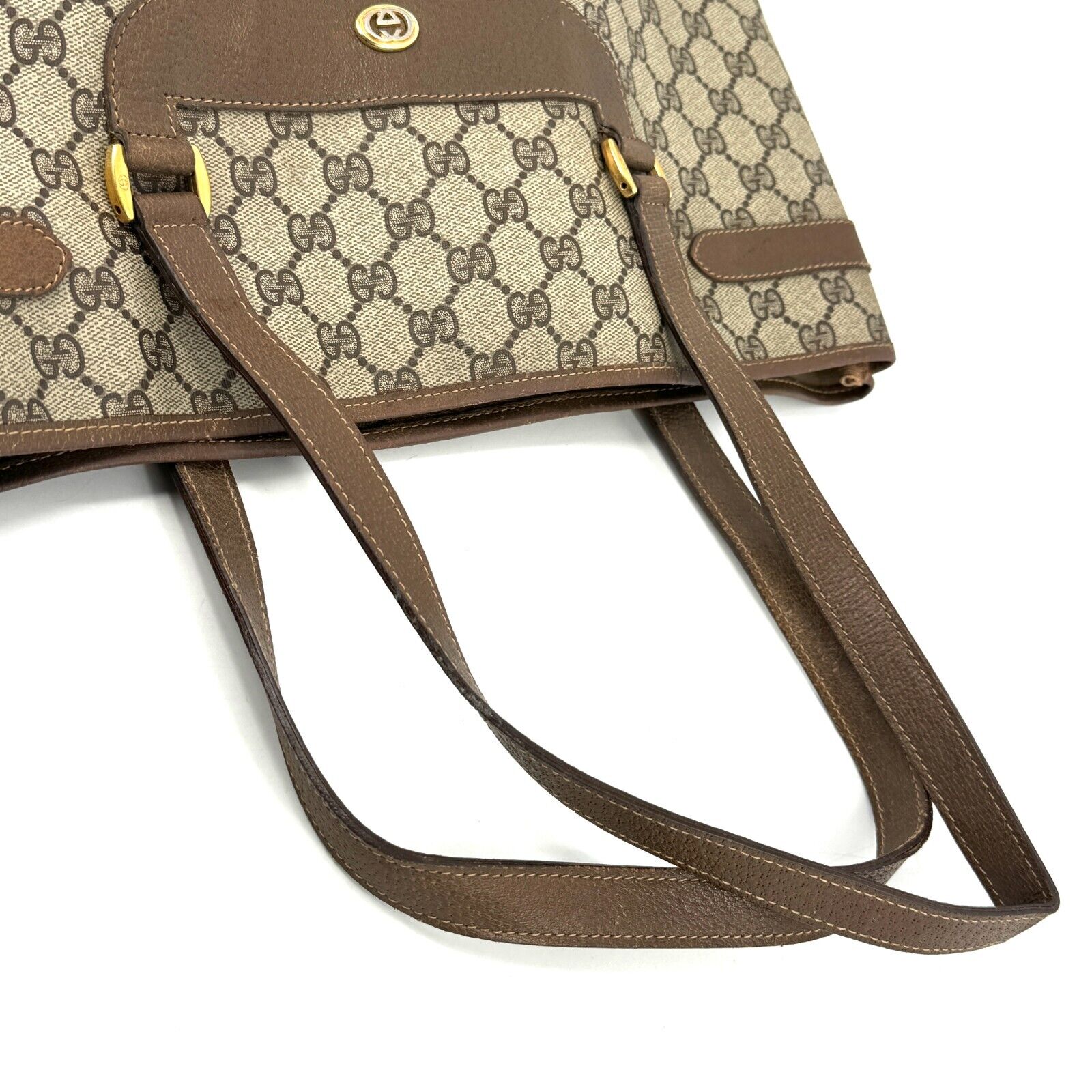 Gucci Vintage Shoulder Tote Bag - Brown PVC