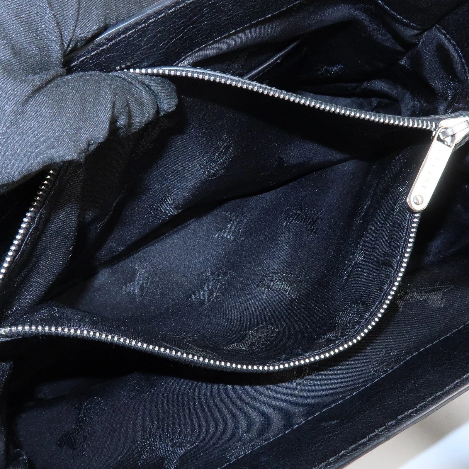 CELINE Boogie Bag Leather Hand Bag Tote Bag Black