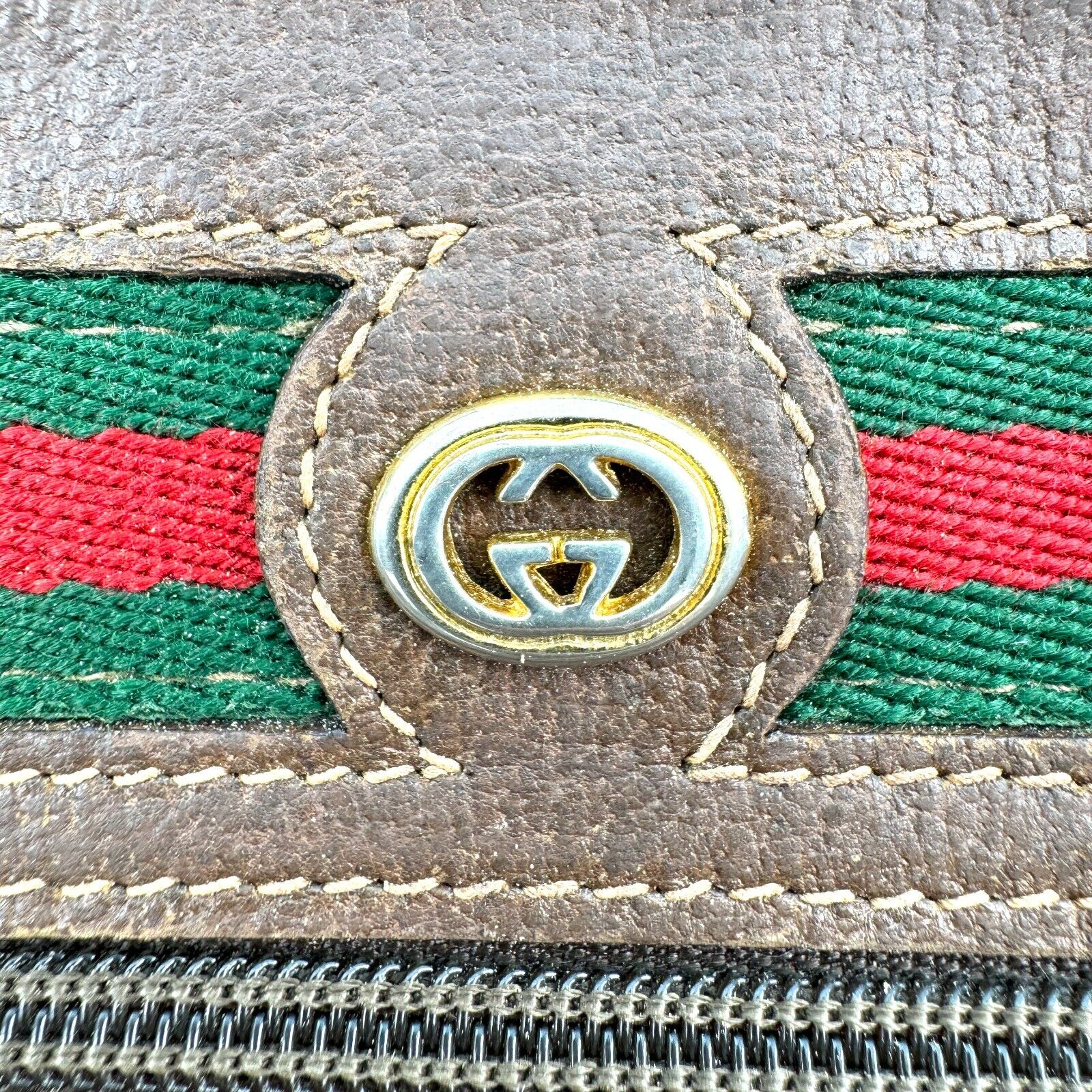 Gucci Vintage Shoulder Bag GG Sherry Line - Brown Leather PVC