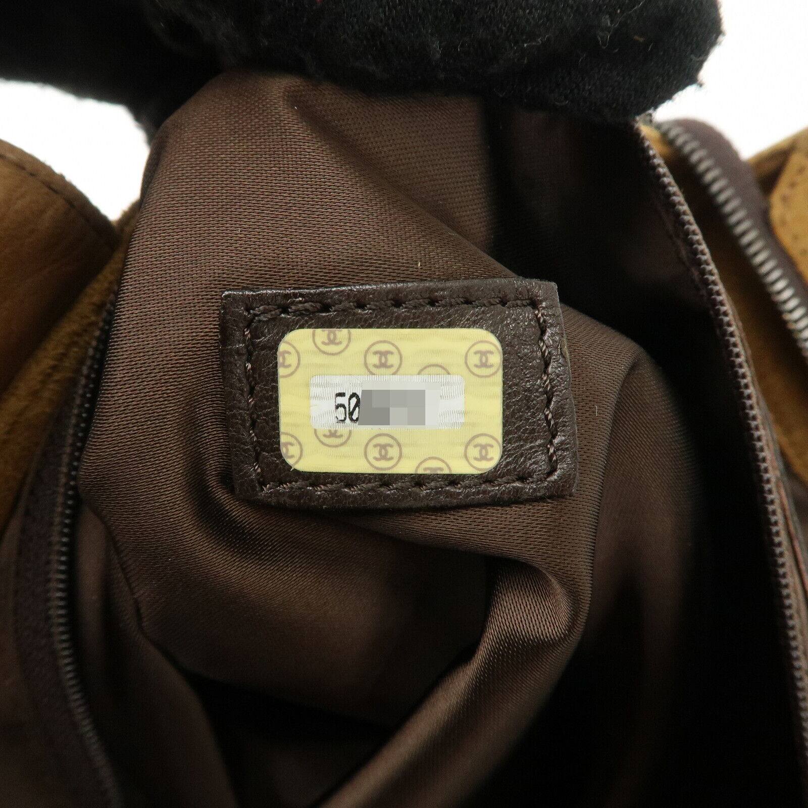 Chanel Logo Suede Tote Shoulder Bag - Brown