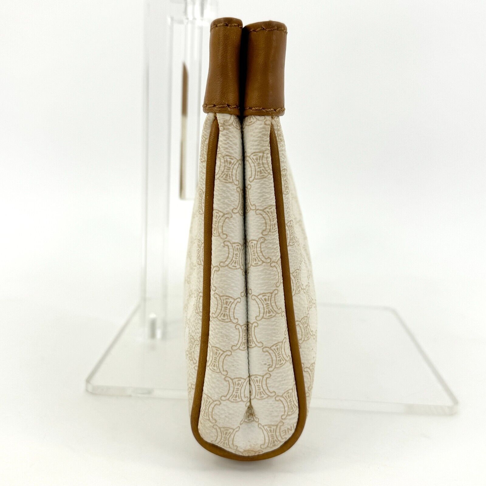 Celine Vintage Clutch Macadam PVC Ivory Leather