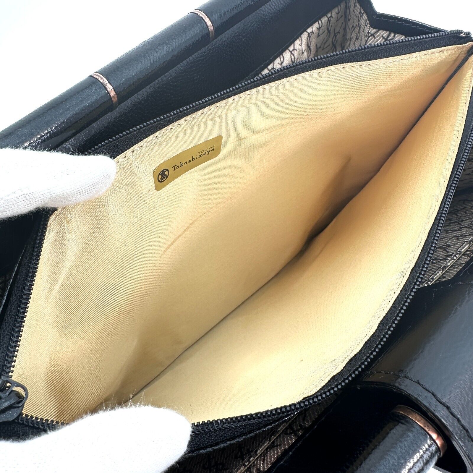 YVES SAINT LAURENT Vintage Clutch Hand Bag Leather Black