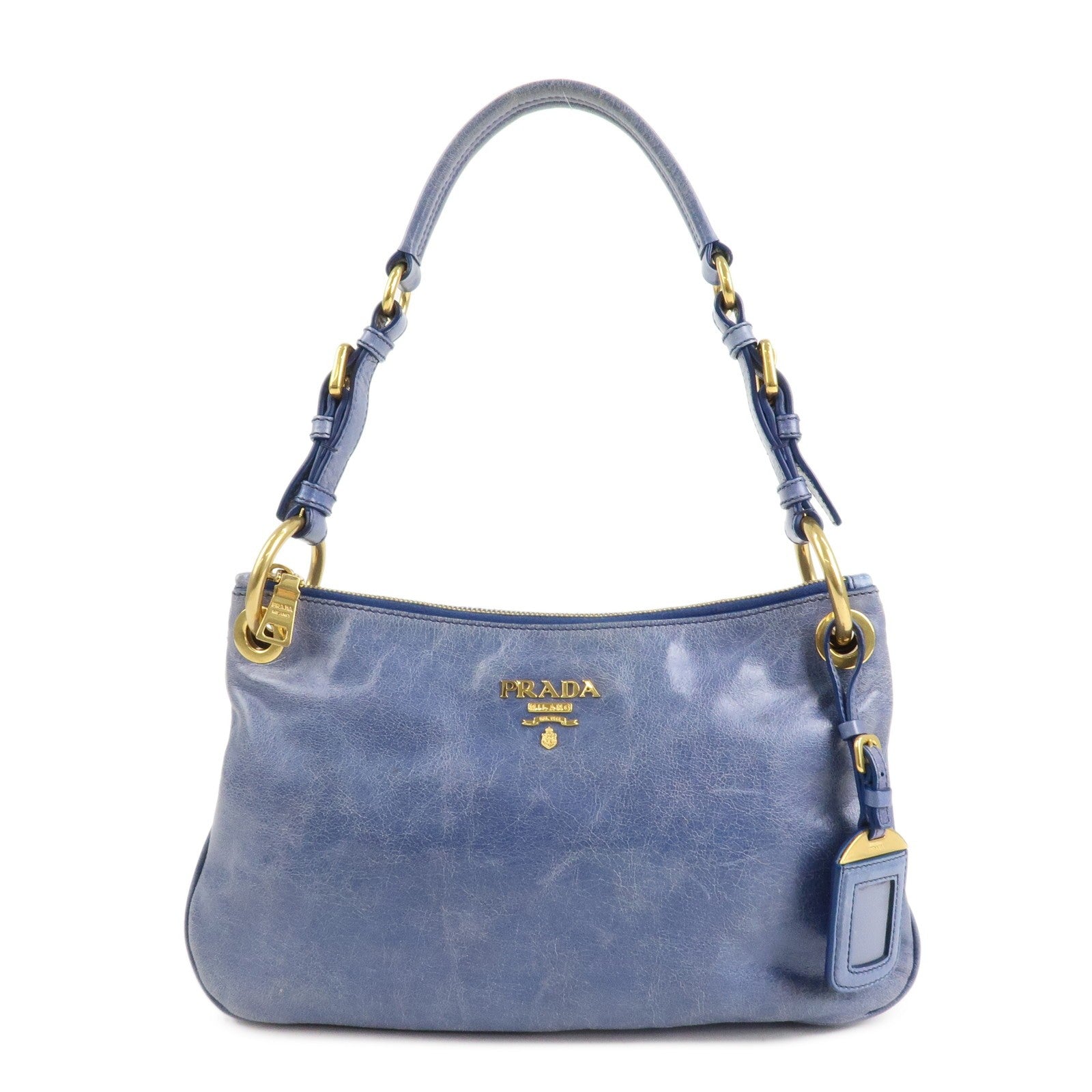 Prada Light Blue Leather Hand Bag