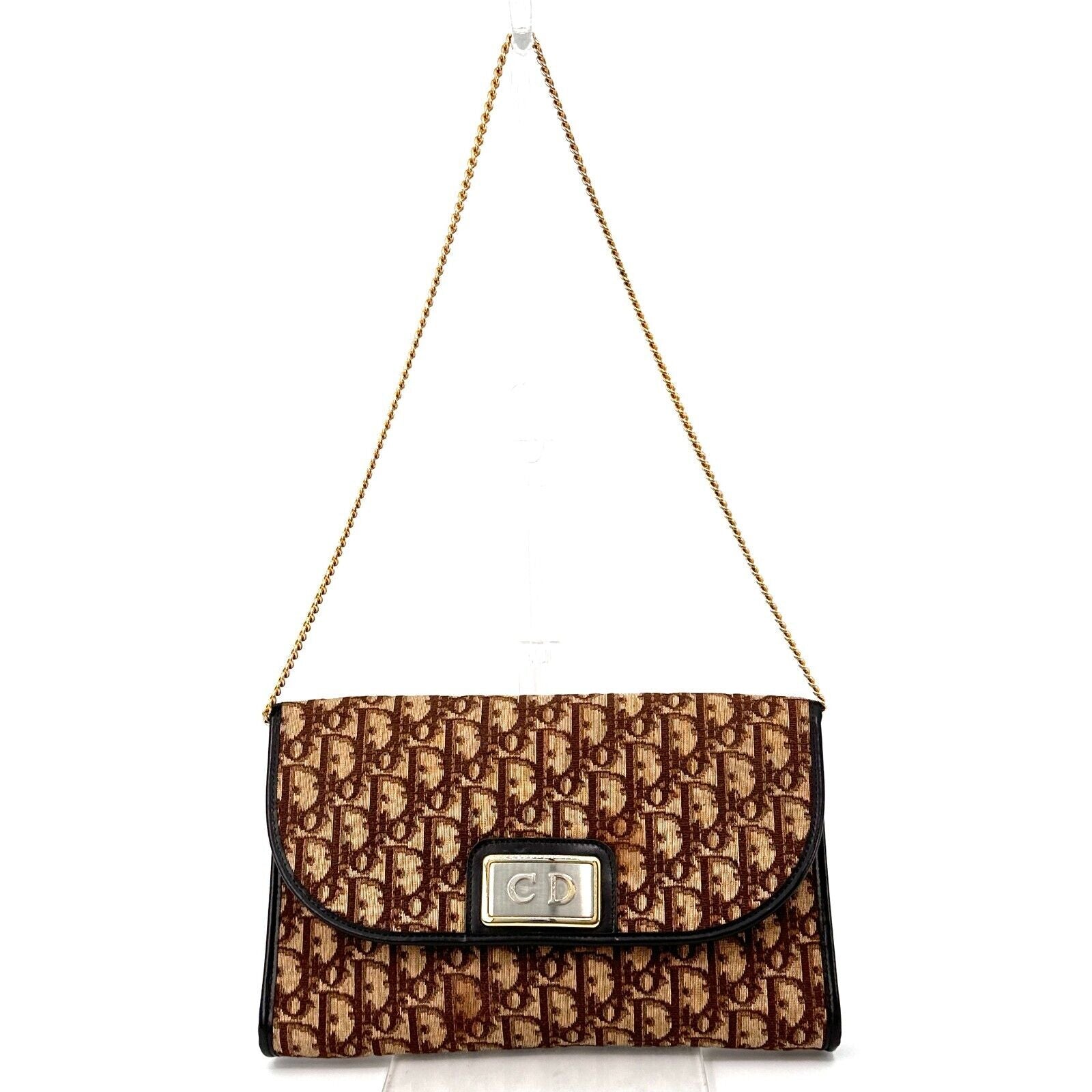 Christian Dior Trotter Canvas Leather Chain Shoulder Bag