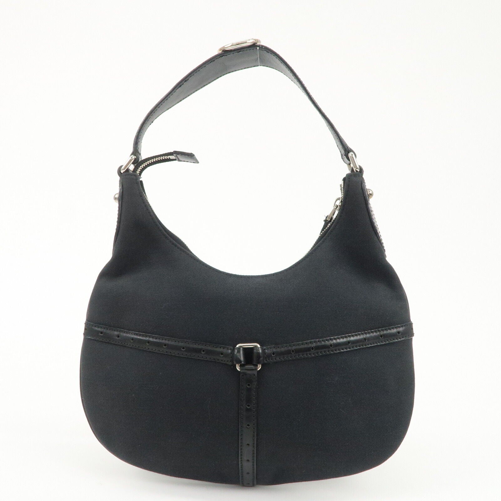 Gucci Interlocking G Canvas Leather One Shoulder Black Bag
