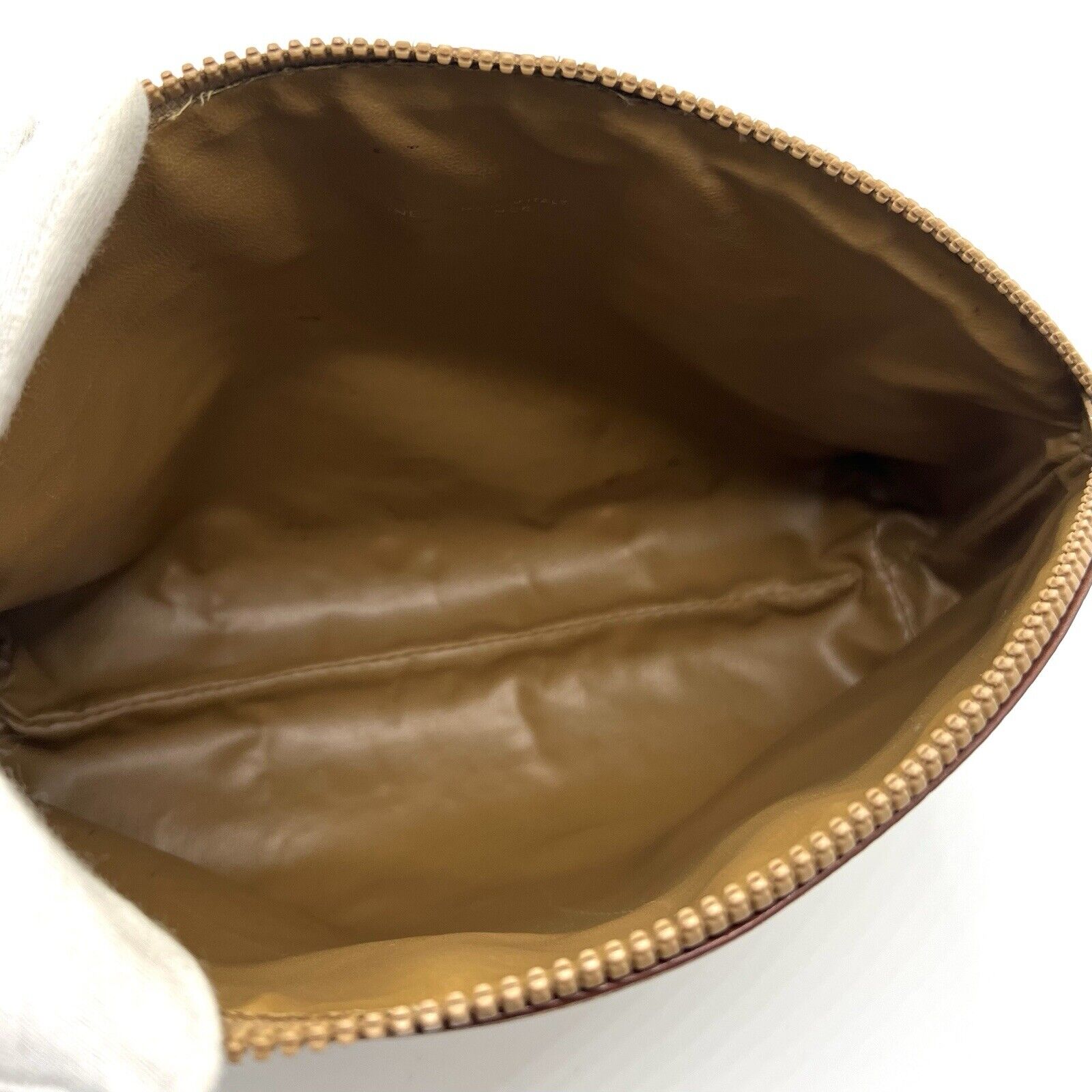 Celine Clutch Hand Bag Pouch Macadam PVC Leather Beige Brown
