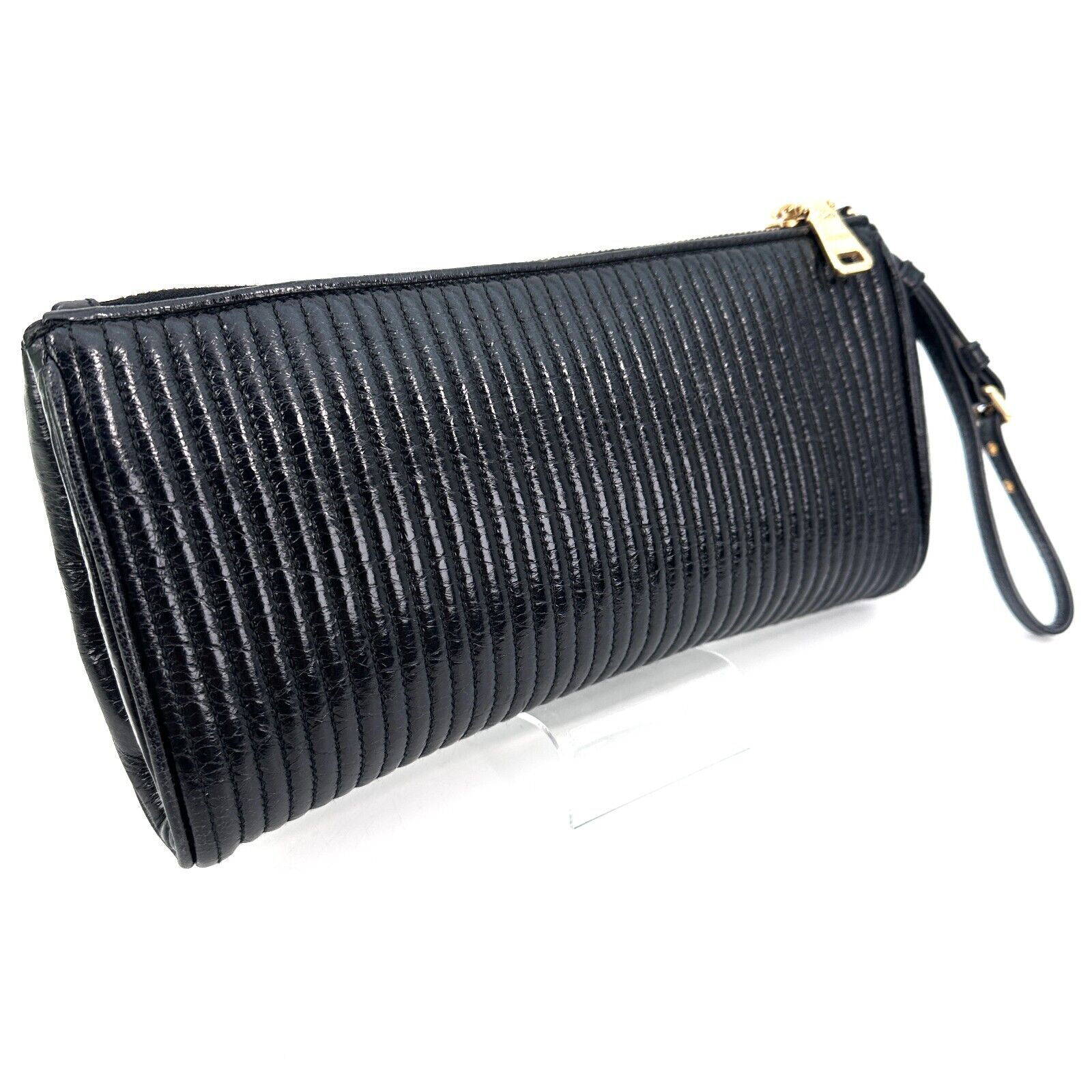 Miu Miu Quilted Clutch Bag Leather Pouch Matelasse