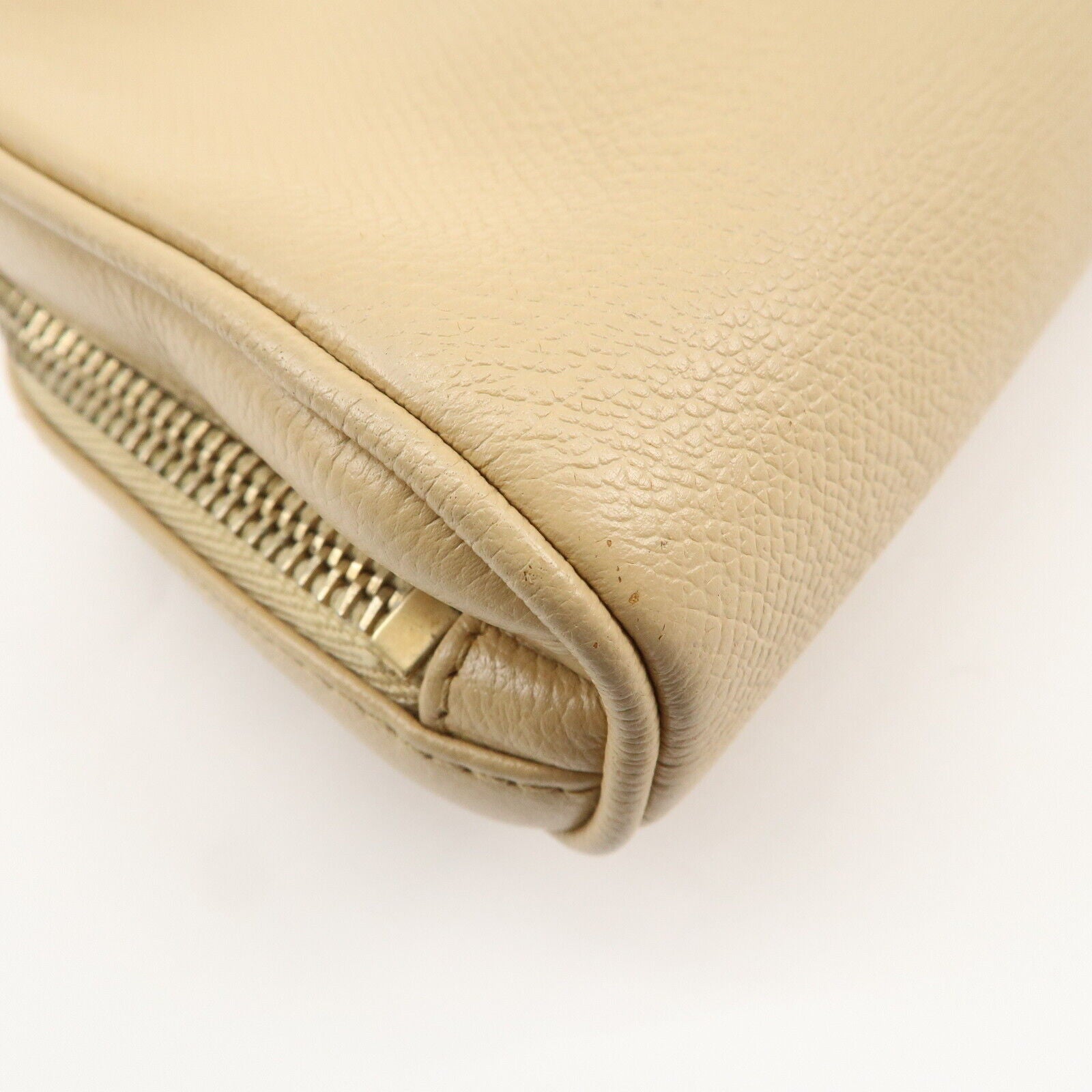Chanel Leather Cosmetic Pouch - Beige & Gold