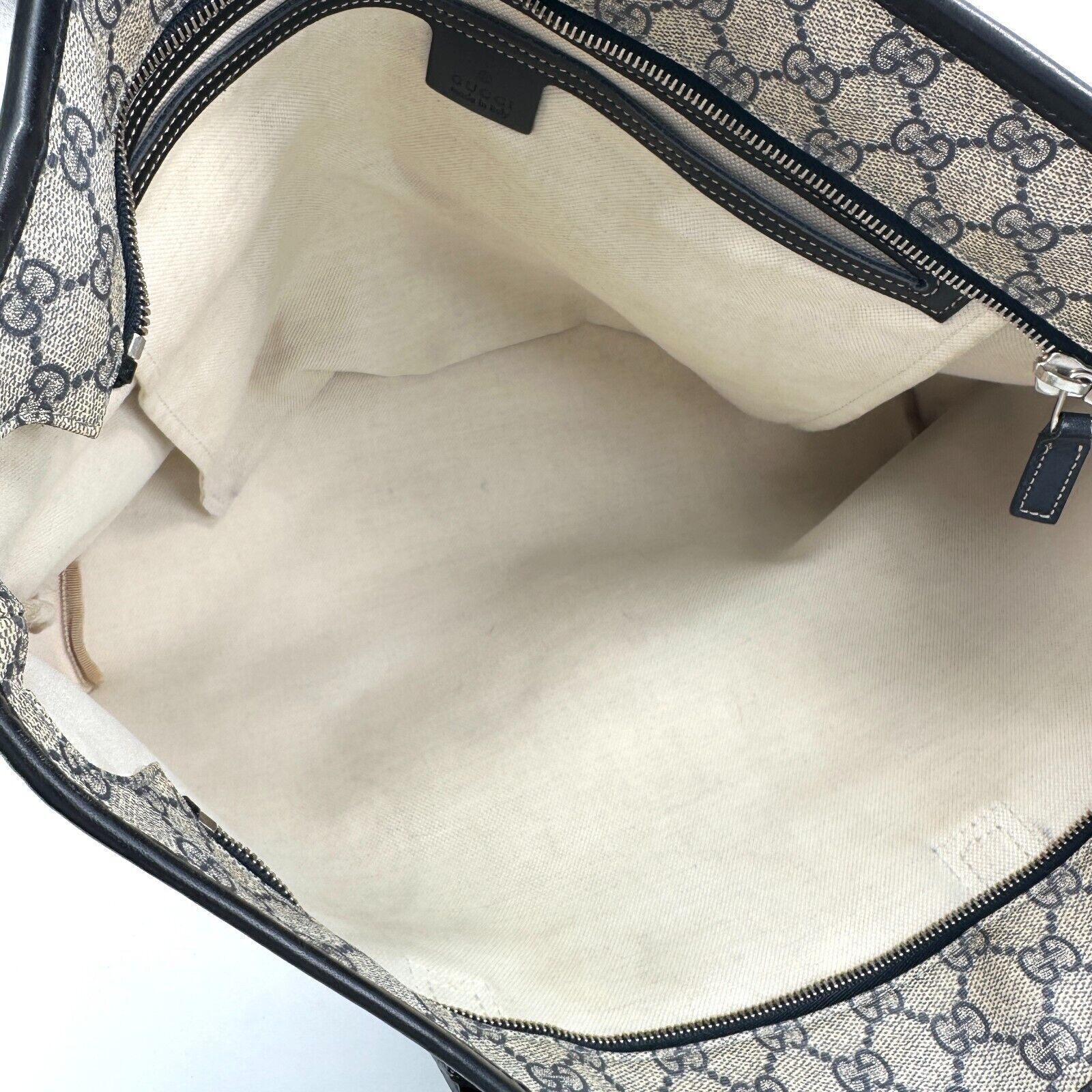 Gucci GG PVC Leather Supreme Tote Shoulder Bag Purse Navy