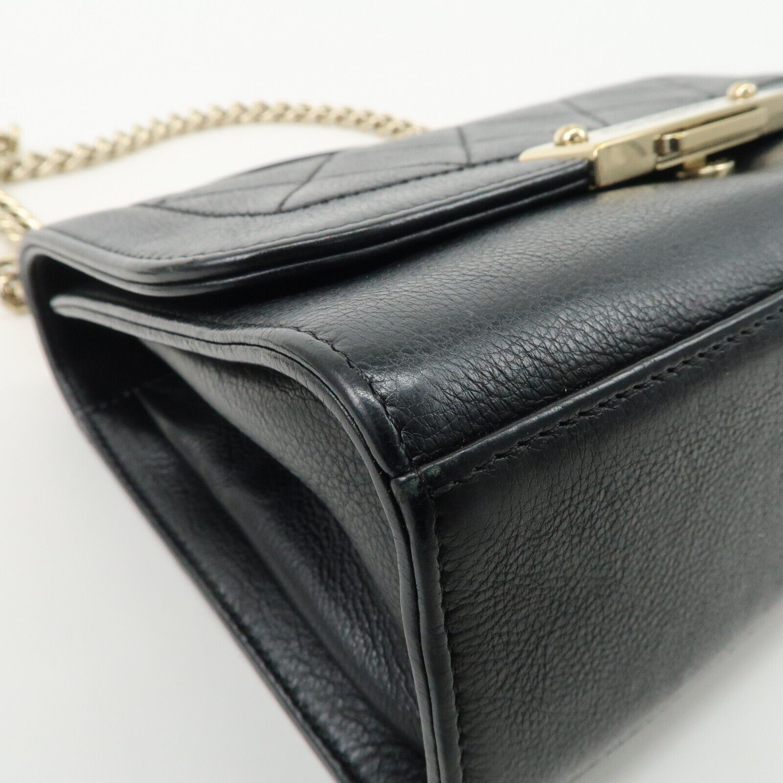 Chanel Logo Leather 2WAY Shoulder Bag Black & Gold Hardware