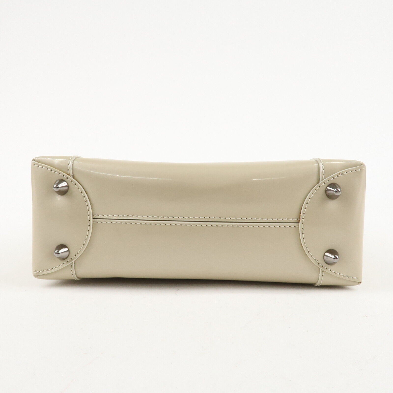 Christian Dior Maris Pearl Patent Leather Tote Bag Beige