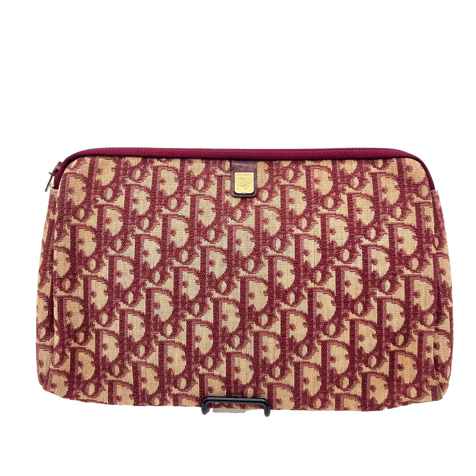 Christian Dior Trotter Clutch Bag Pouch Canvas Bordeaux