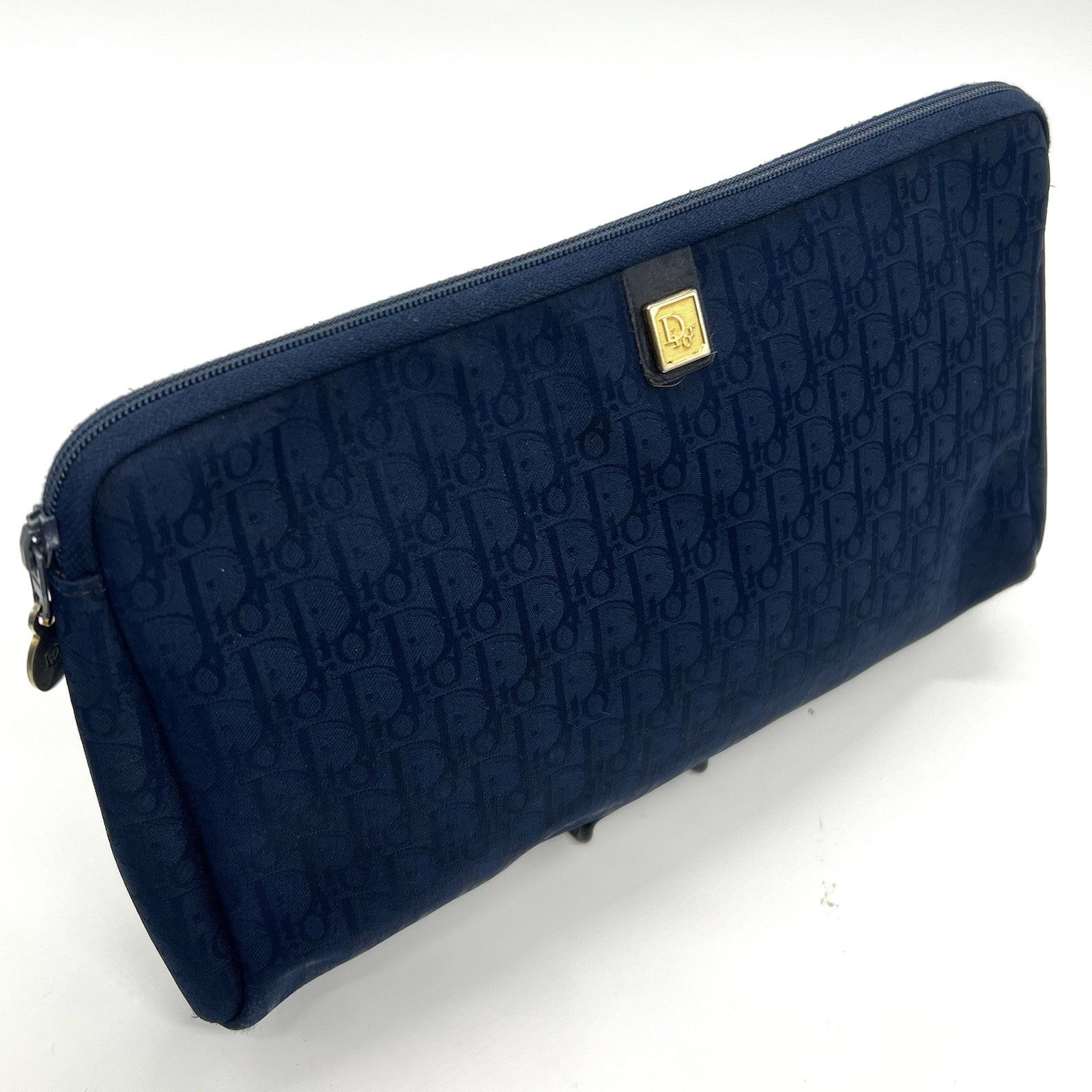 Christian Dior Trotter Clutch Bag Navy Canvas
