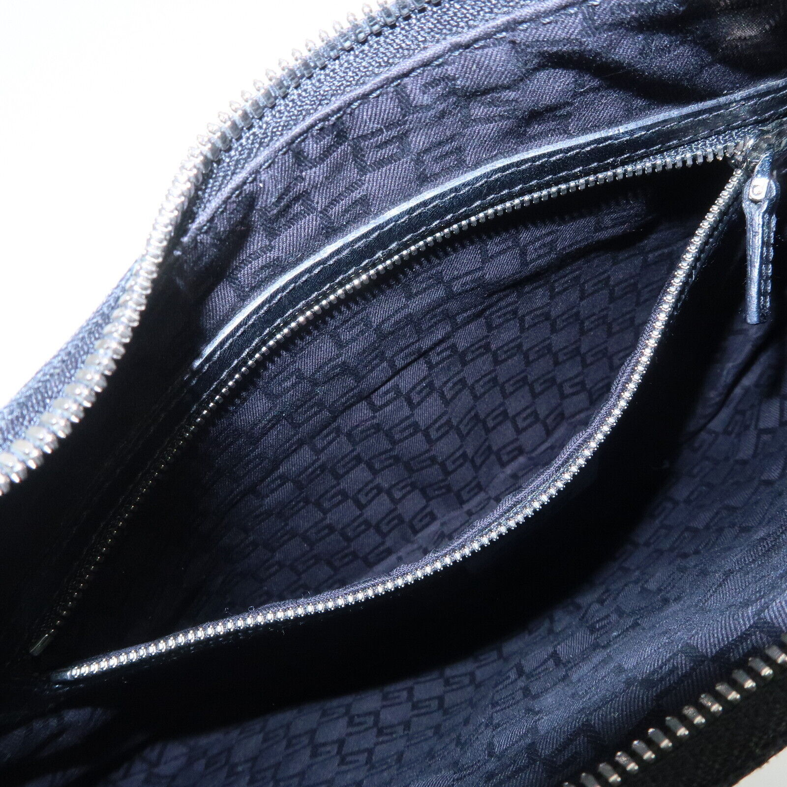Gucci Interlocking G Canvas Leather One Shoulder Black Bag