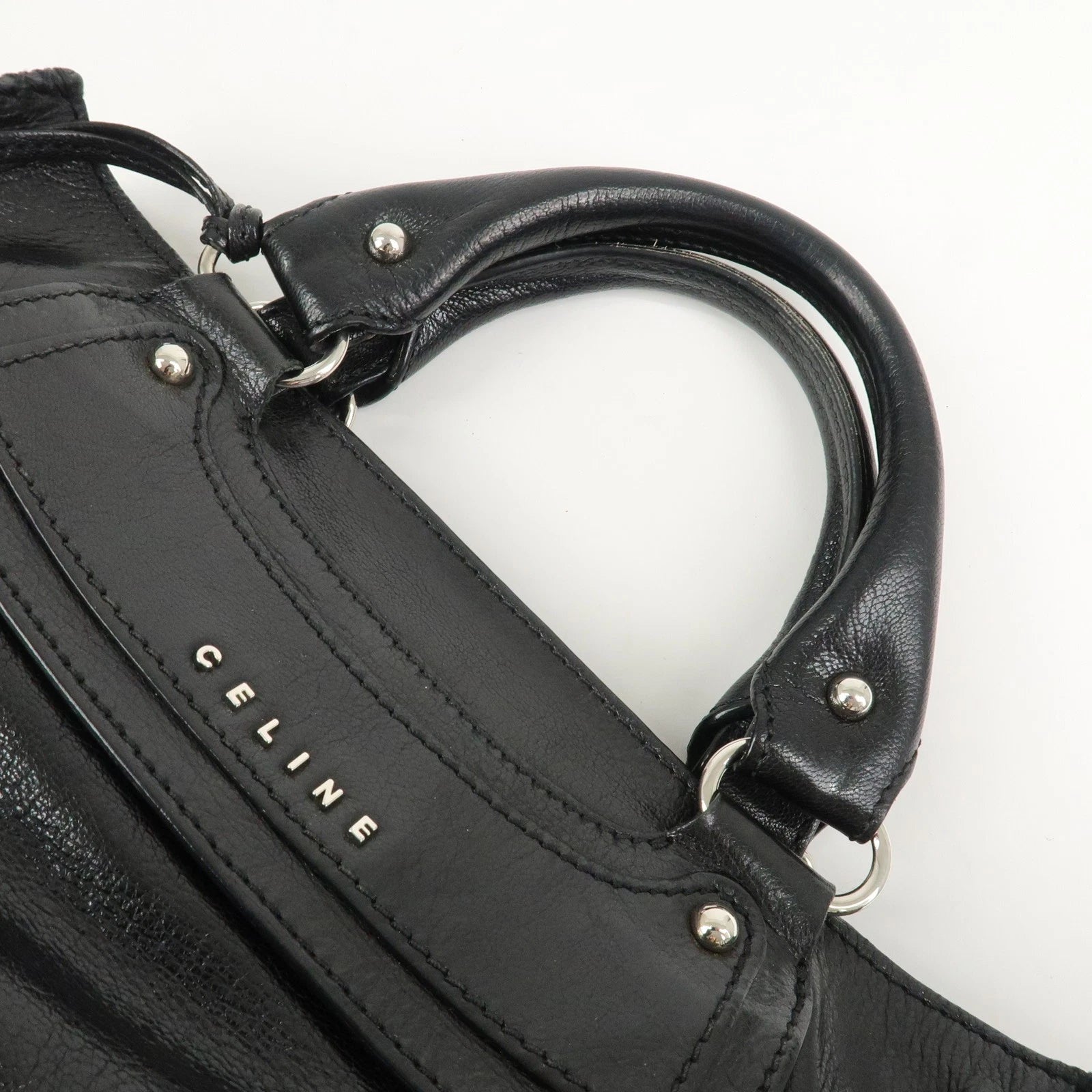 CELINE Boogie Bag Leather Hand Bag Tote Bag Black