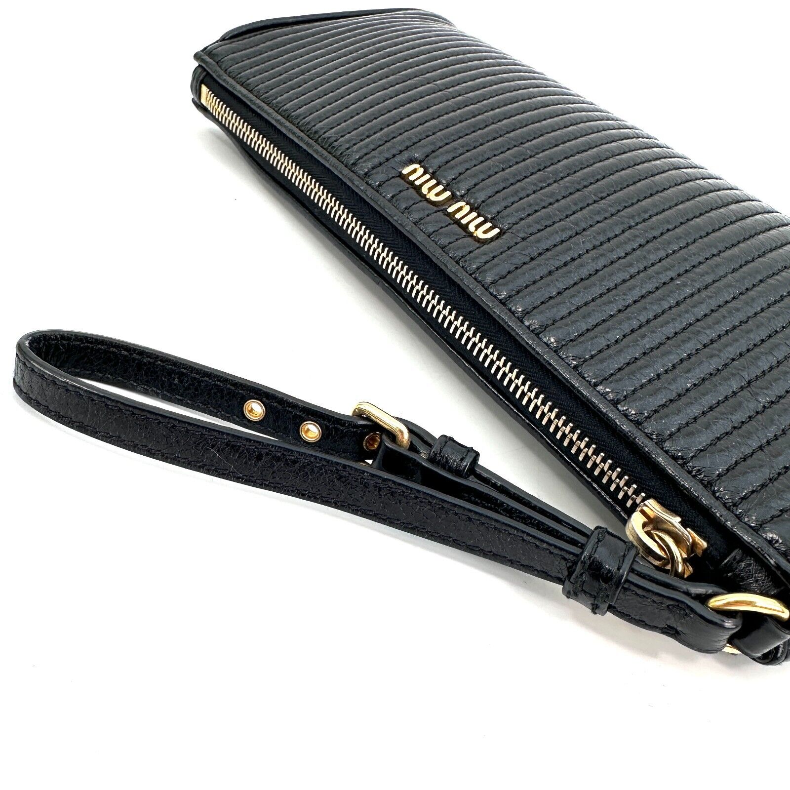 Miu Miu Quilted Clutch Bag Leather Pouch Matelasse