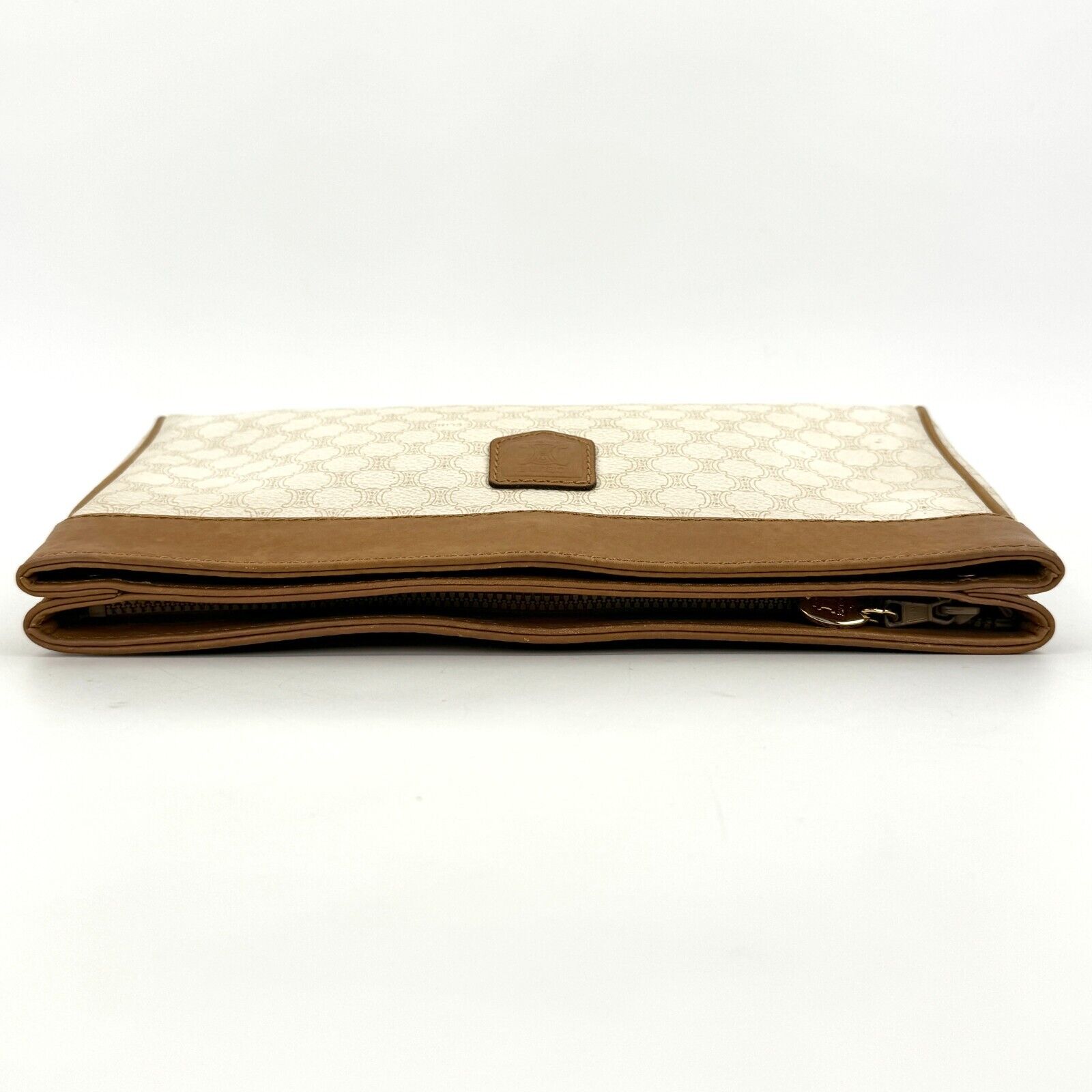 Celine Vintage Clutch Macadam PVC Ivory Leather
