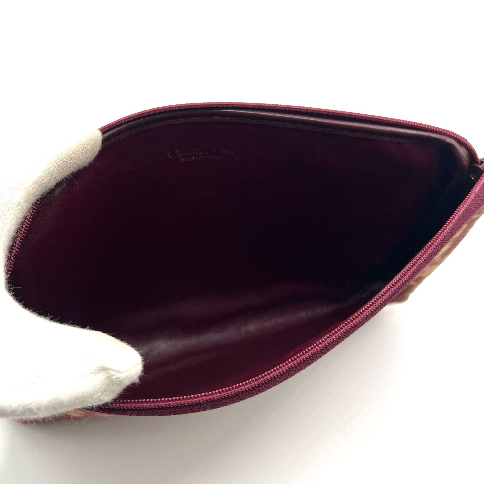 Christian Dior Trotter Clutch Bag Pouch Canvas Bordeaux