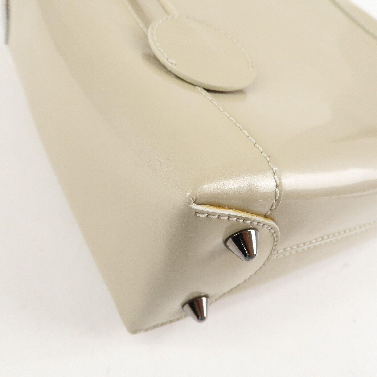 Christian Dior Maris Pearl Patent Leather Tote Bag Beige