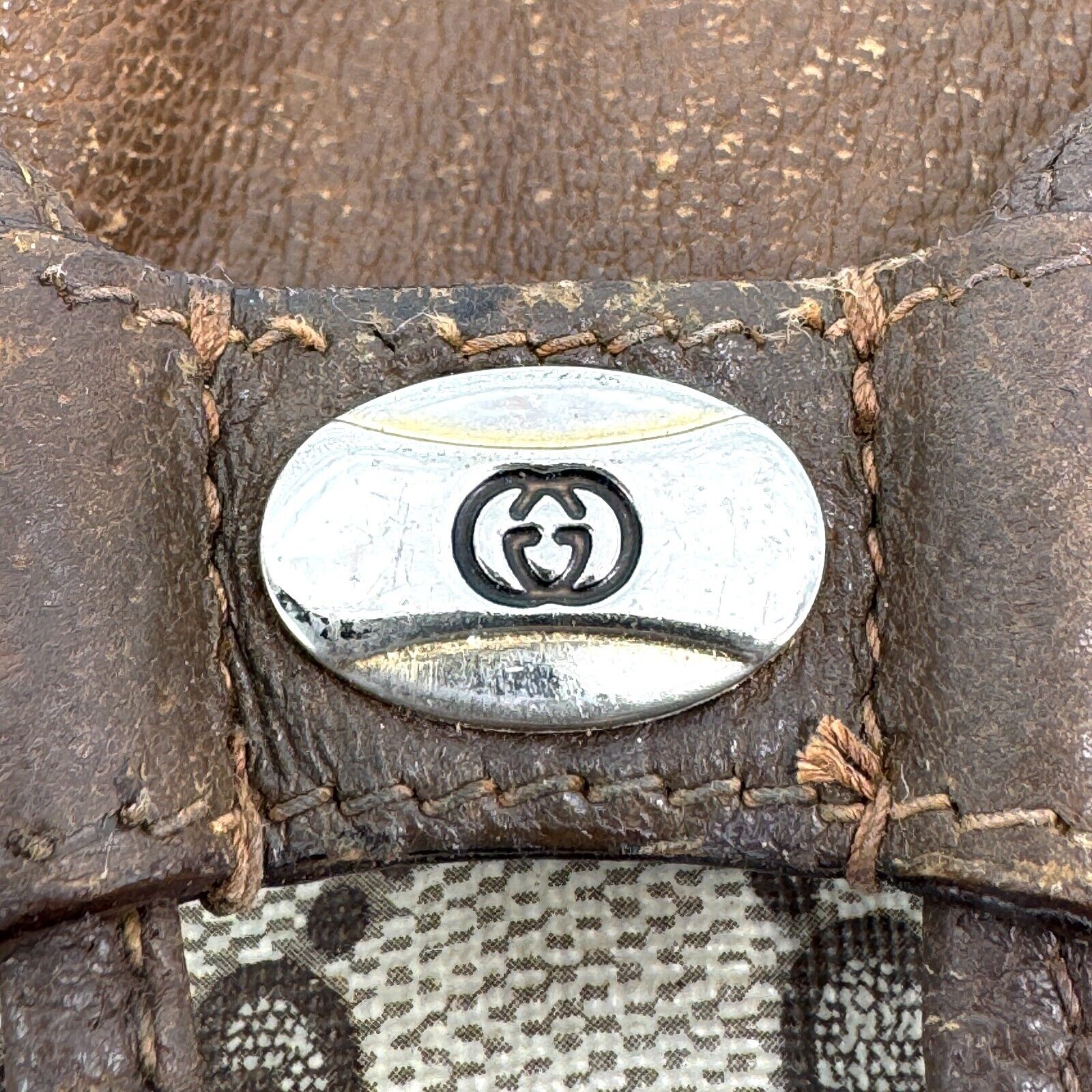 Gucci Vintage GG Sherry Line PVC Leather Drawstring Bucket Shoulder Bag