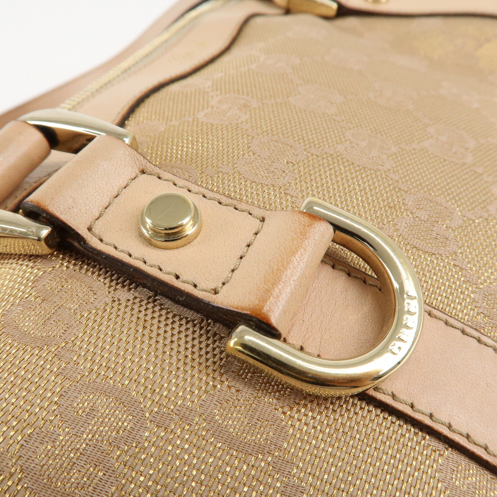 Gucci Abbey Line GG Canvas Leather Tote Bag - Pink White