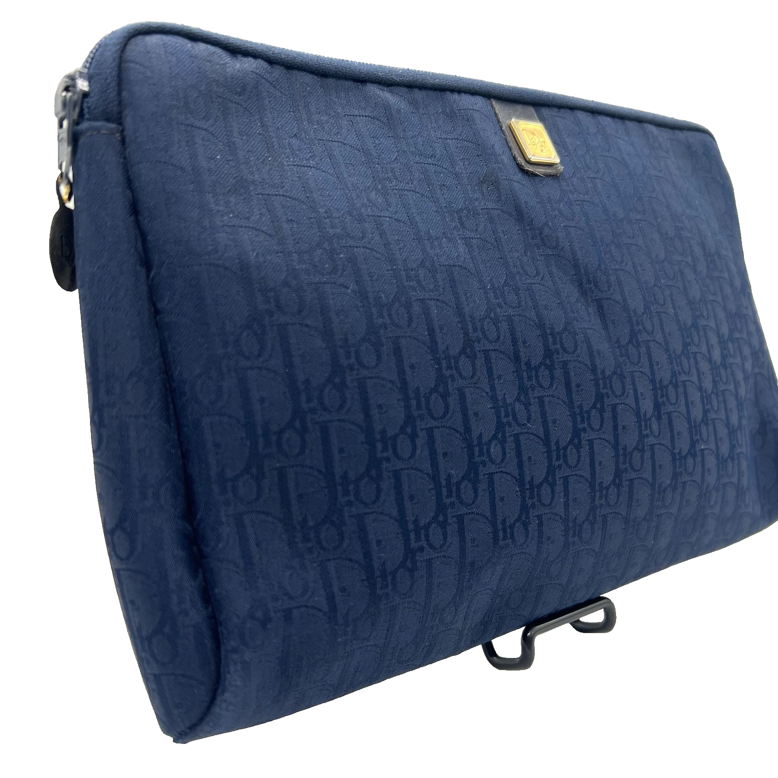 Christian Dior Trotter Clutch Bag Navy Canvas