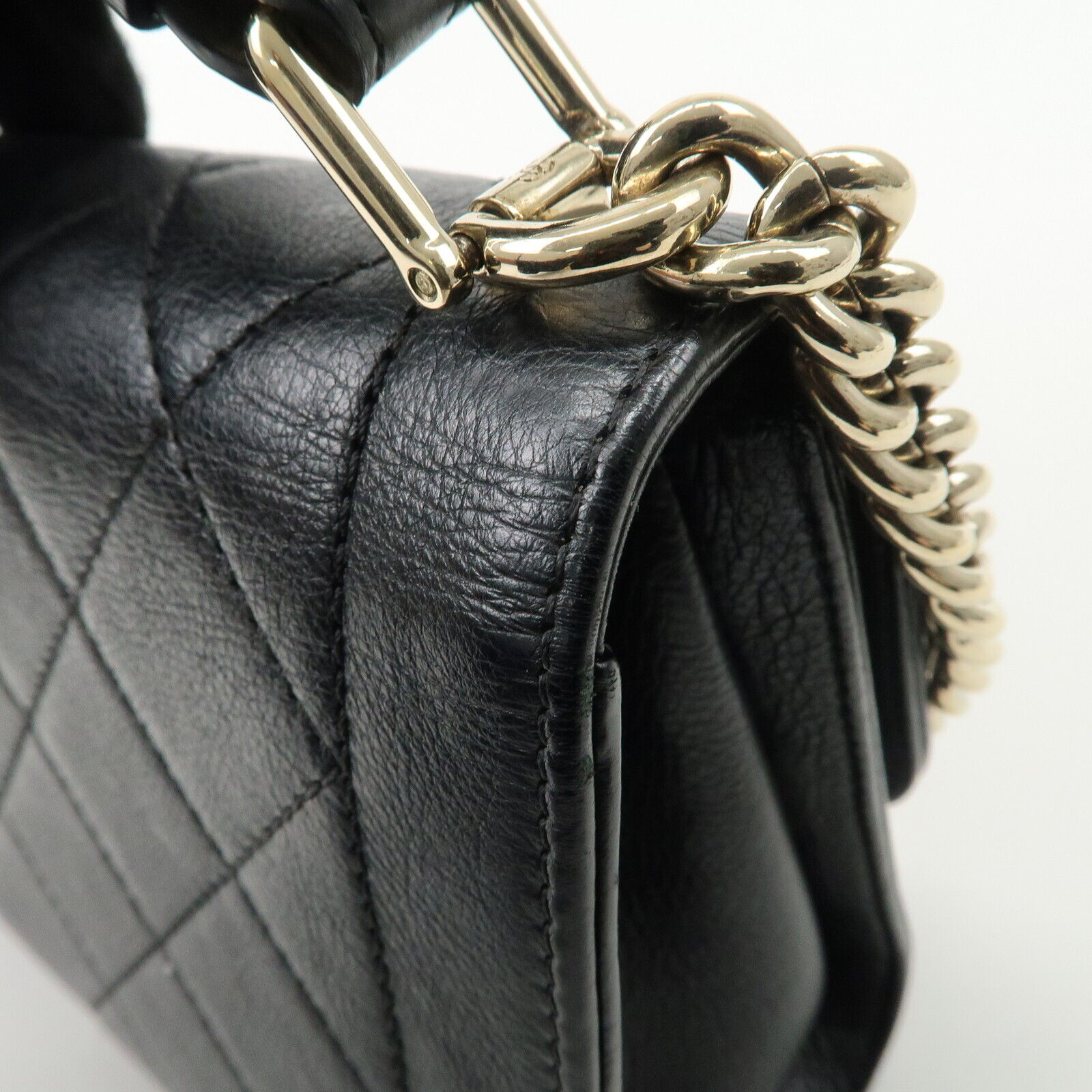 Chanel Logo Leather 2WAY Shoulder Bag Black & Gold Hardware