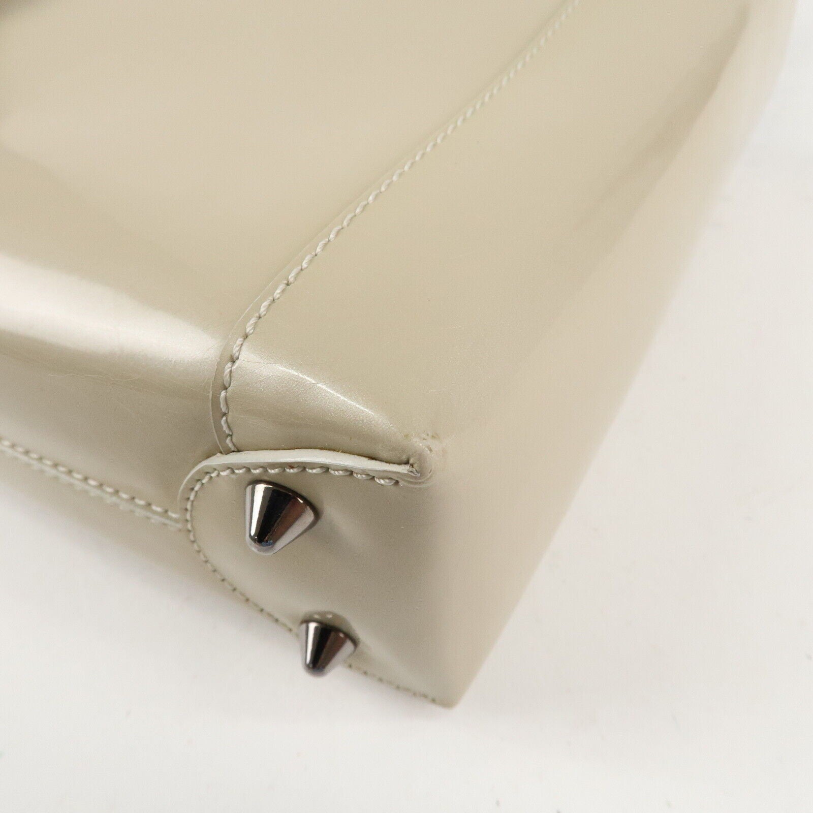 Christian Dior Maris Pearl Patent Leather Tote Bag Beige